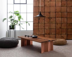 Resin River and Live Edge Wood Coffee Table