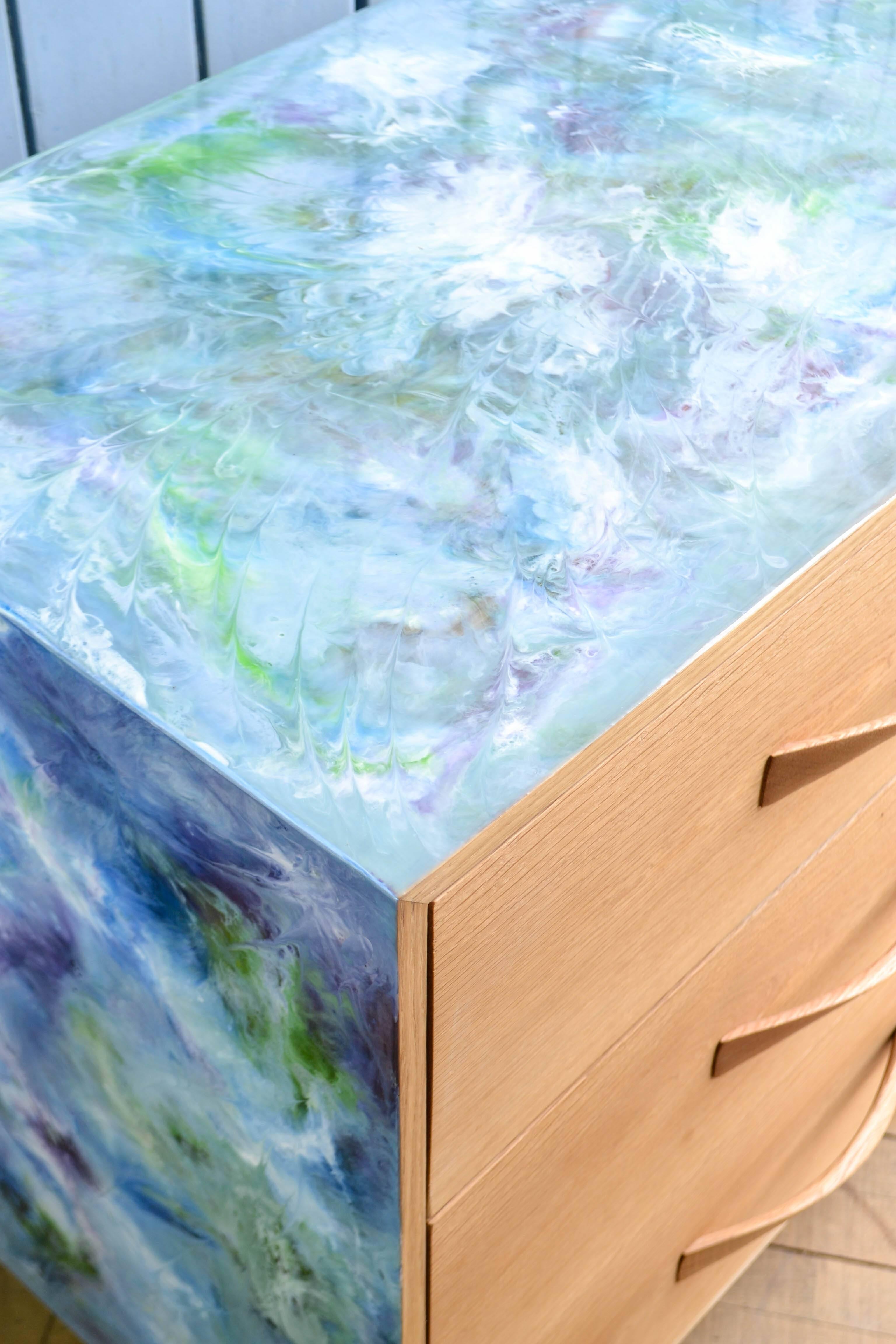 Lacquered Resin Art Oak Sideboard For Sale