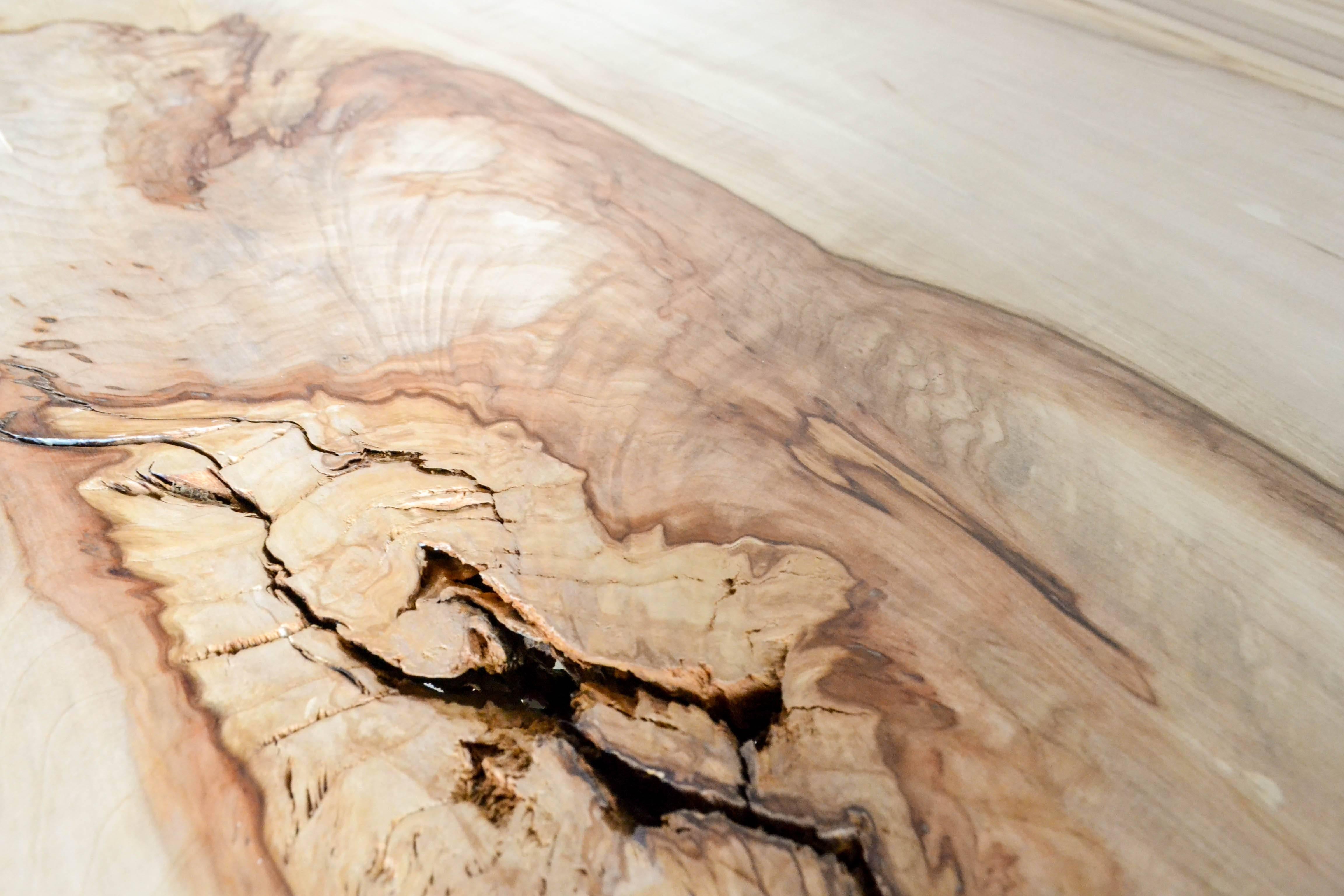 Great Britain (UK) Live Edge Wood and Marbled Resin Dining Table For Sale