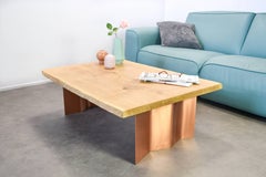 Organic Modern Natural Live Edge Slab Coffee Table on Wave Legs