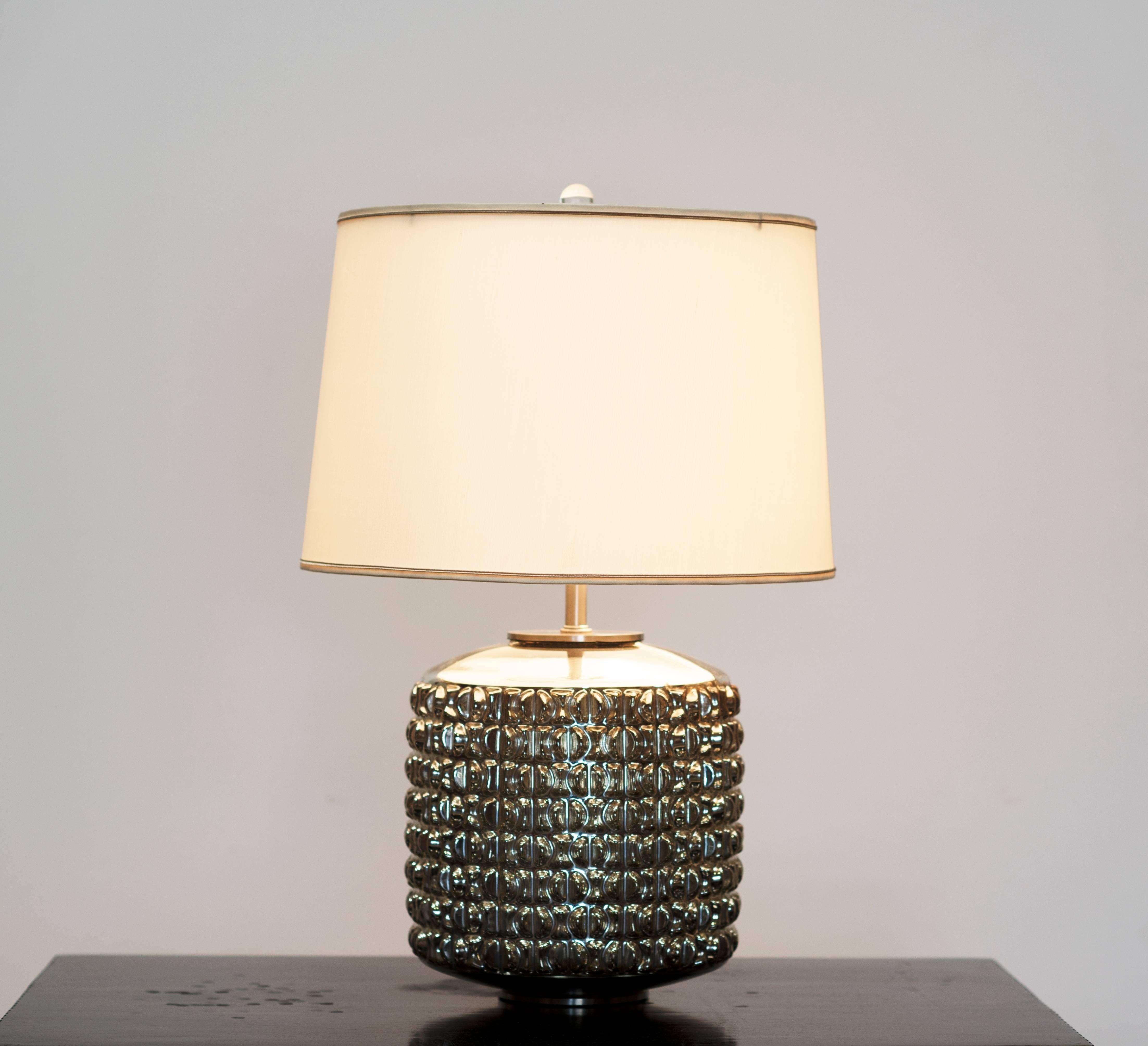 American Empire Geometric Mercury Glass Cylinder TABLE LAMP For Sale