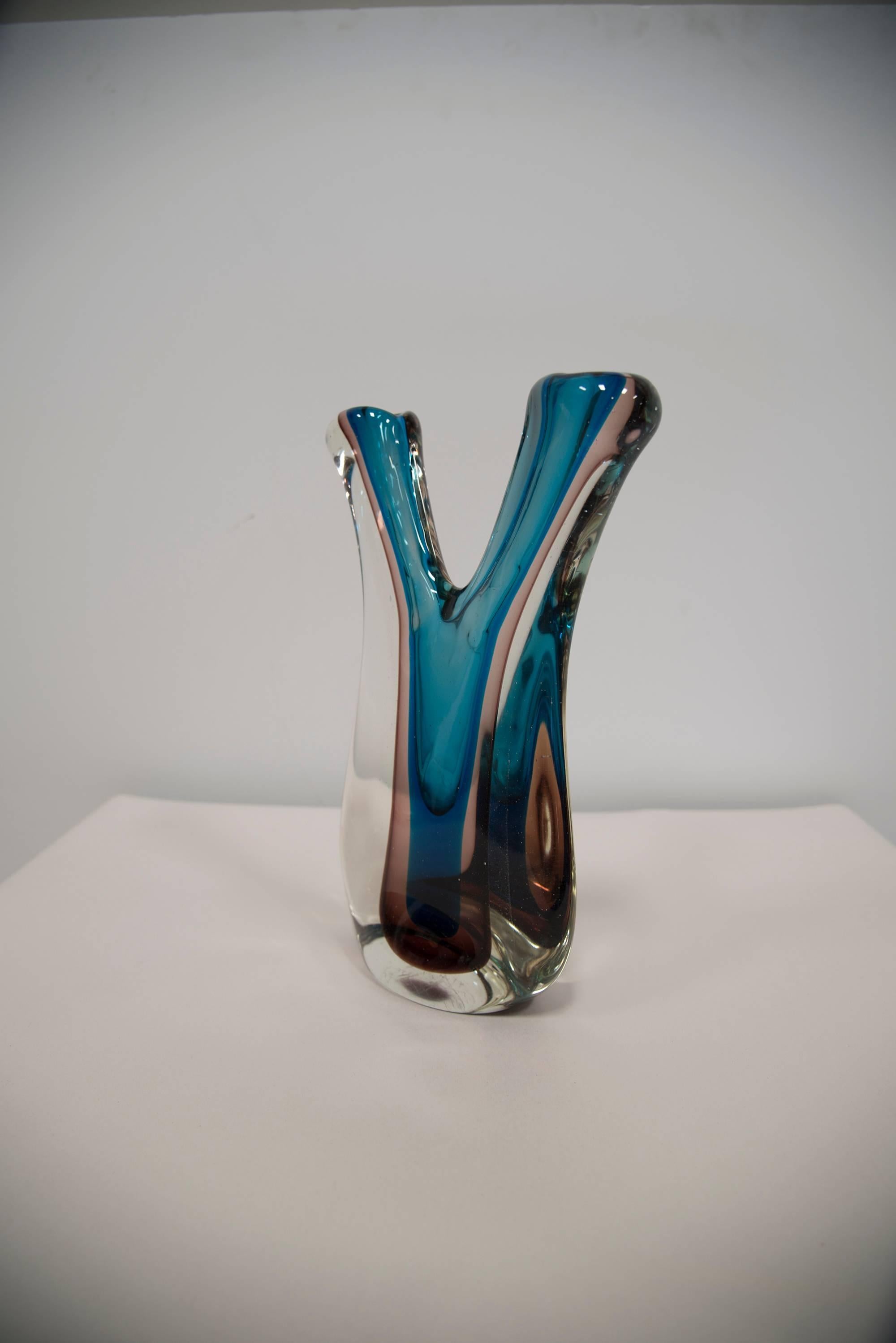 Modern Flavio Poli Free-Form Glass Vase
