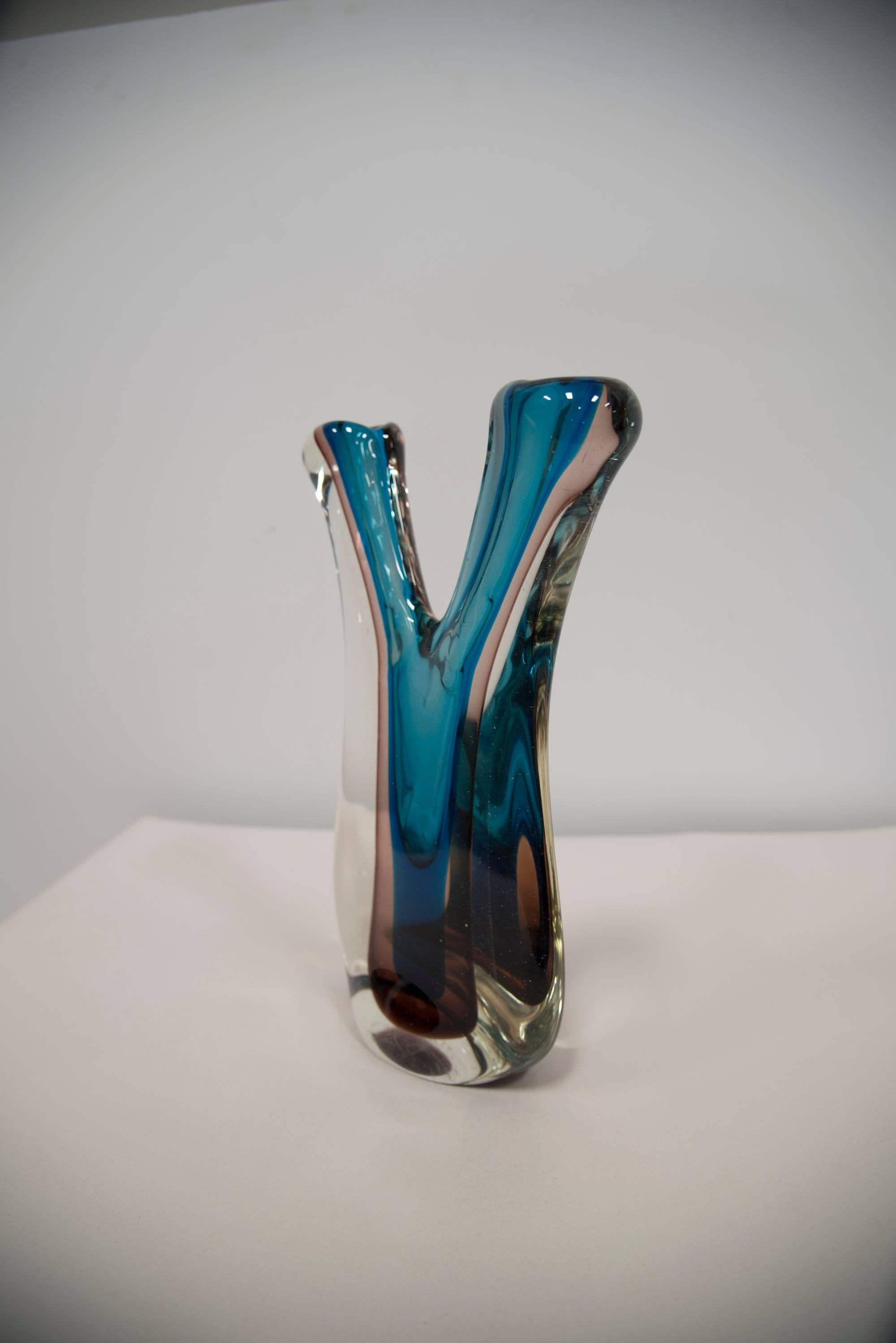 Italian Flavio Poli Free-Form Glass Vase