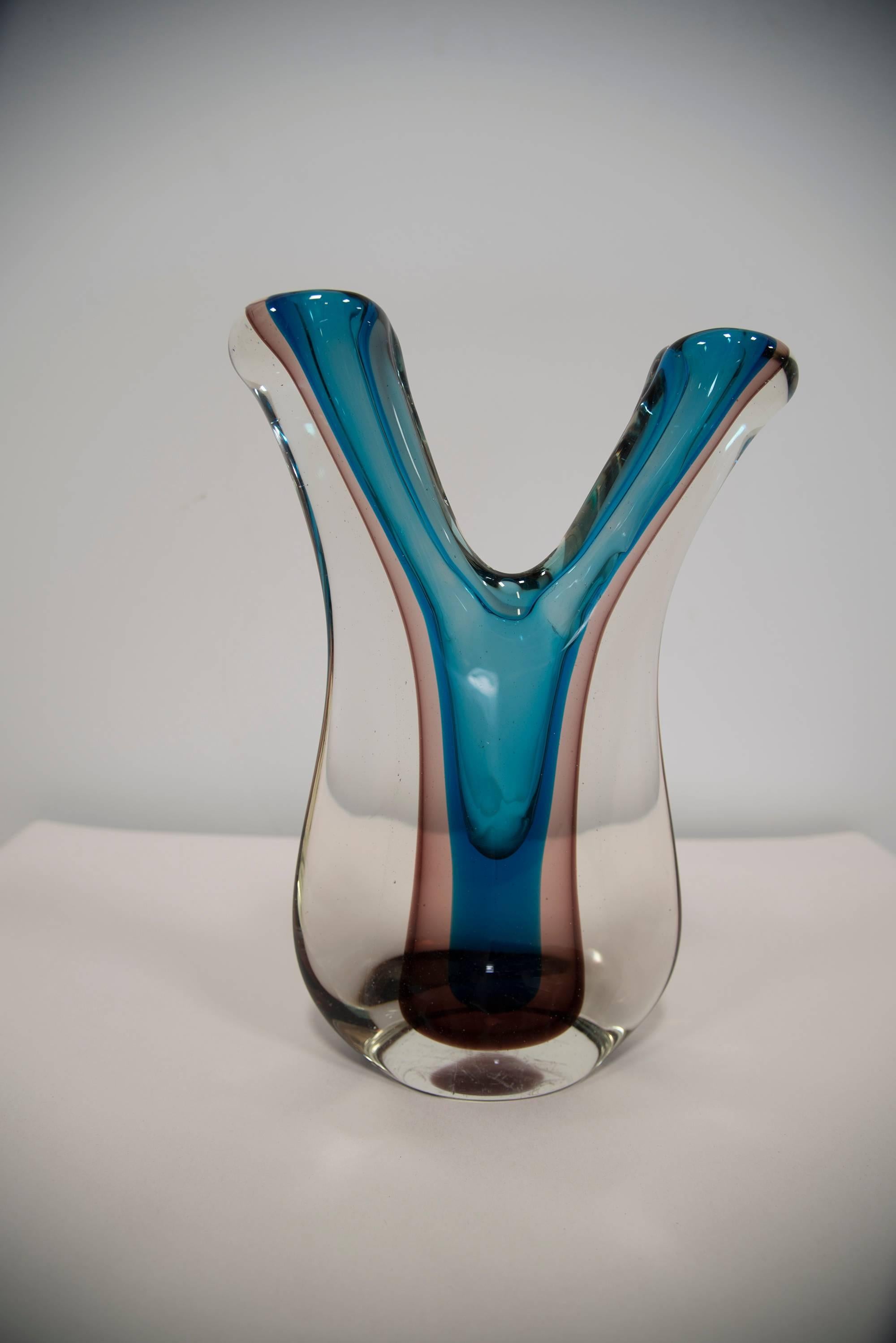 Contemporary Flavio Poli Free-Form Glass Vase