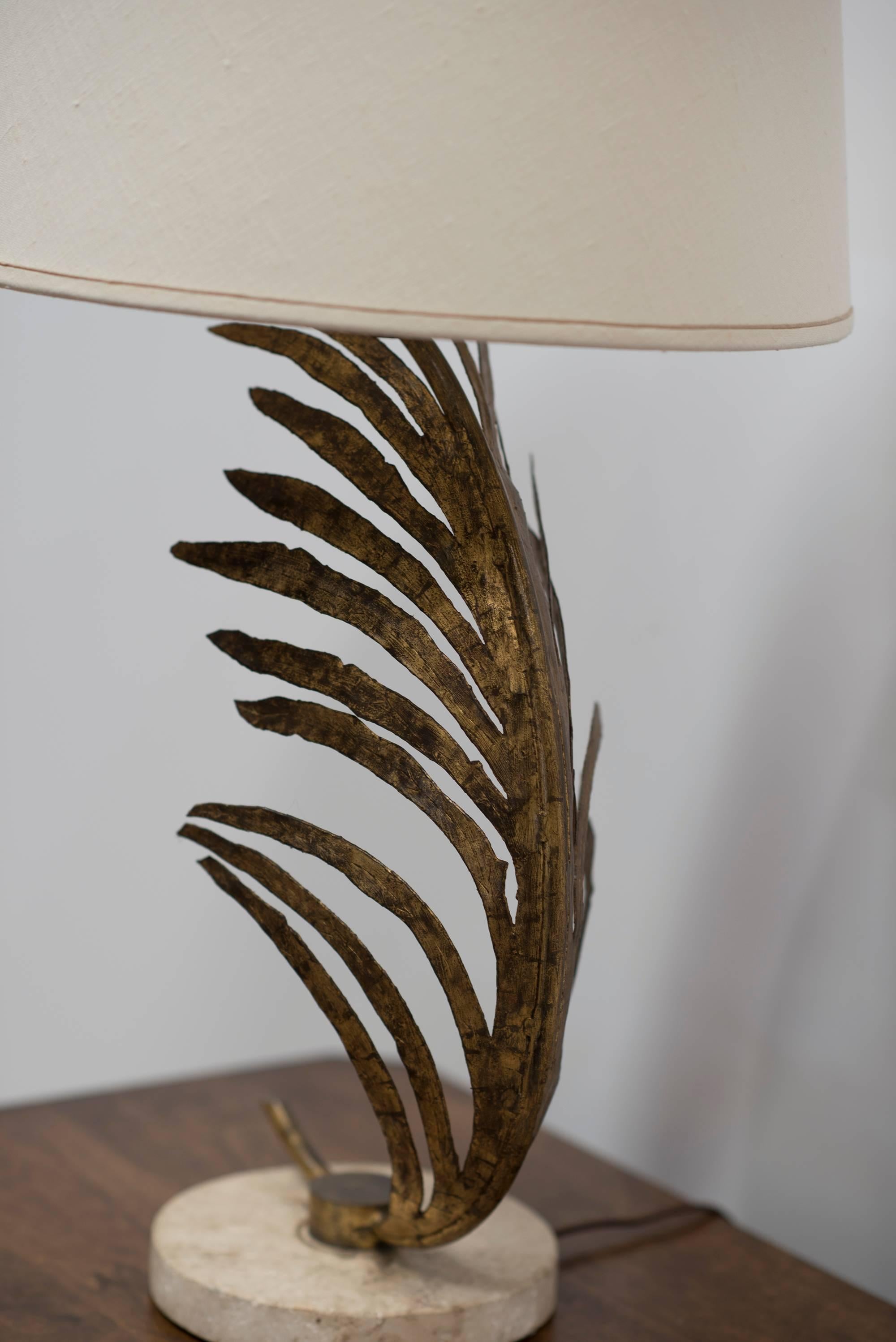 Mid-Century Modern Gilt & Brass PALM FROND AMERICAN DESIGN TABLE LAMPS For Sale