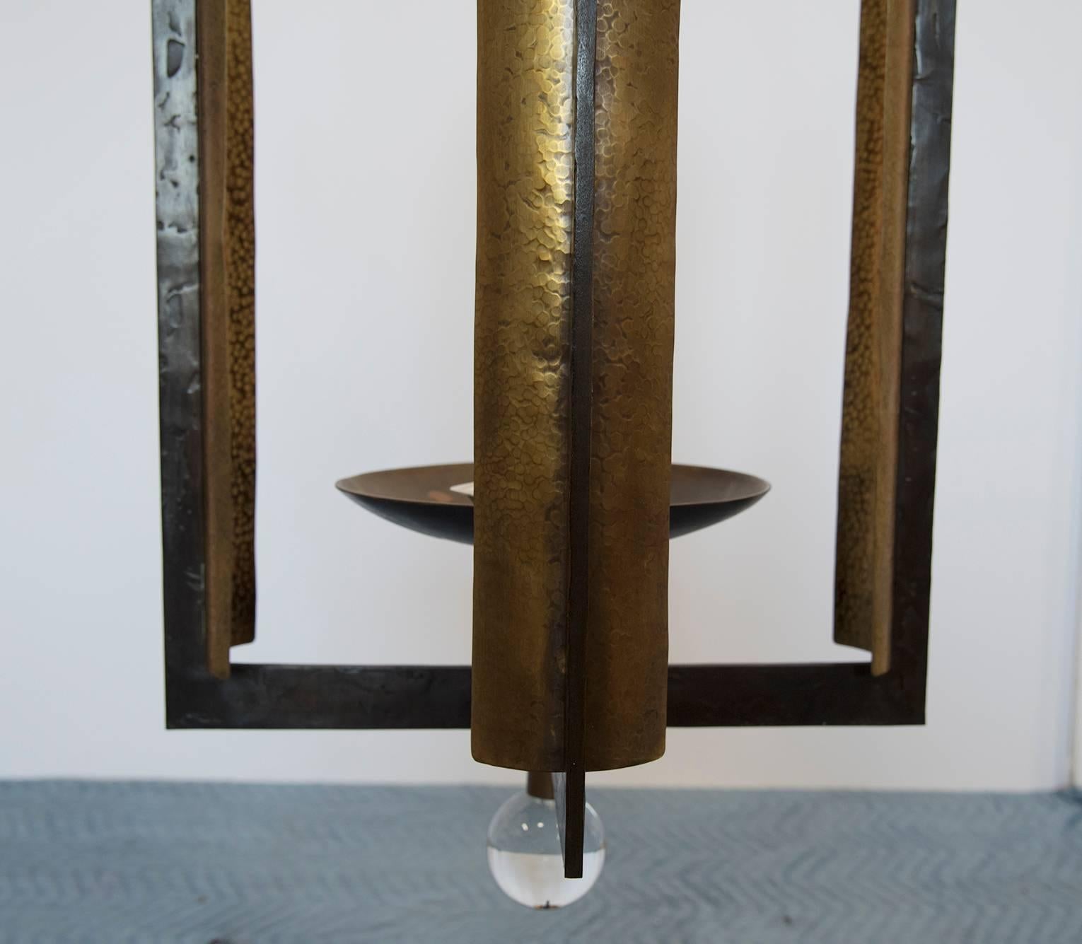 A contemporary design in bronze for a large-sized hanging lantern b Herve Van Der Straeten, France, circa 2004. Monogrammed HV. The drop measures 65.5