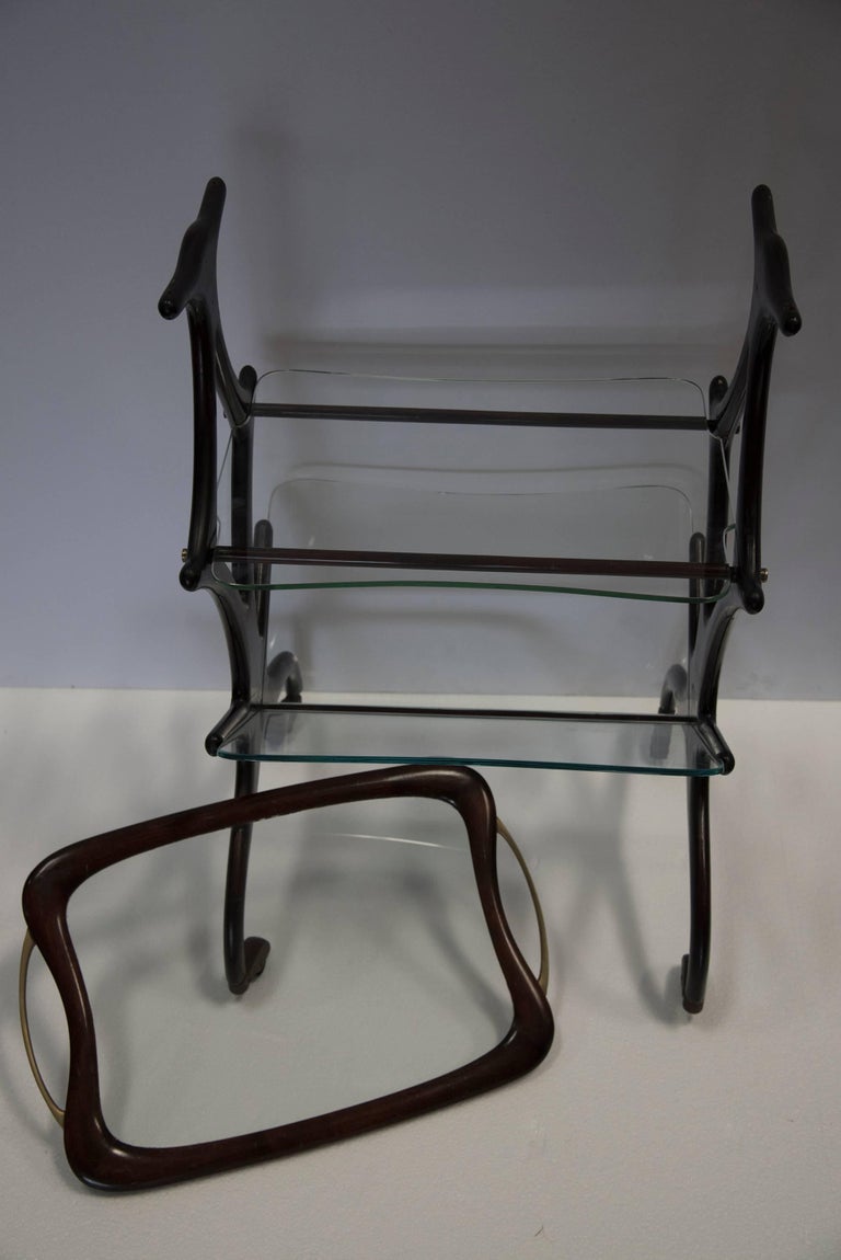 CESARE LACCA Glass Bar Cart For Sale 2