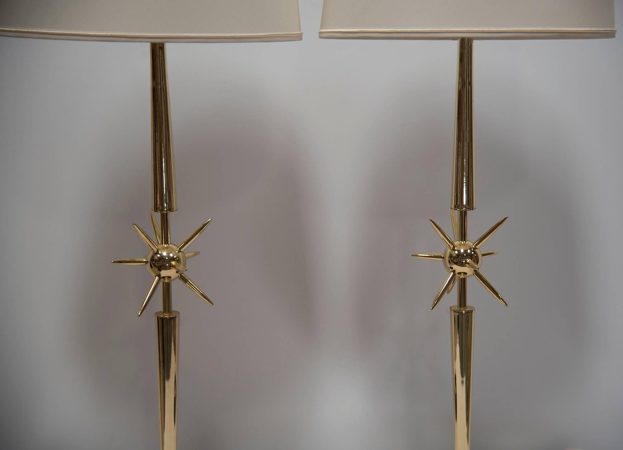 BRASS STARBURST Design-Tischlampen [PAIR] (Vergoldet) im Angebot
