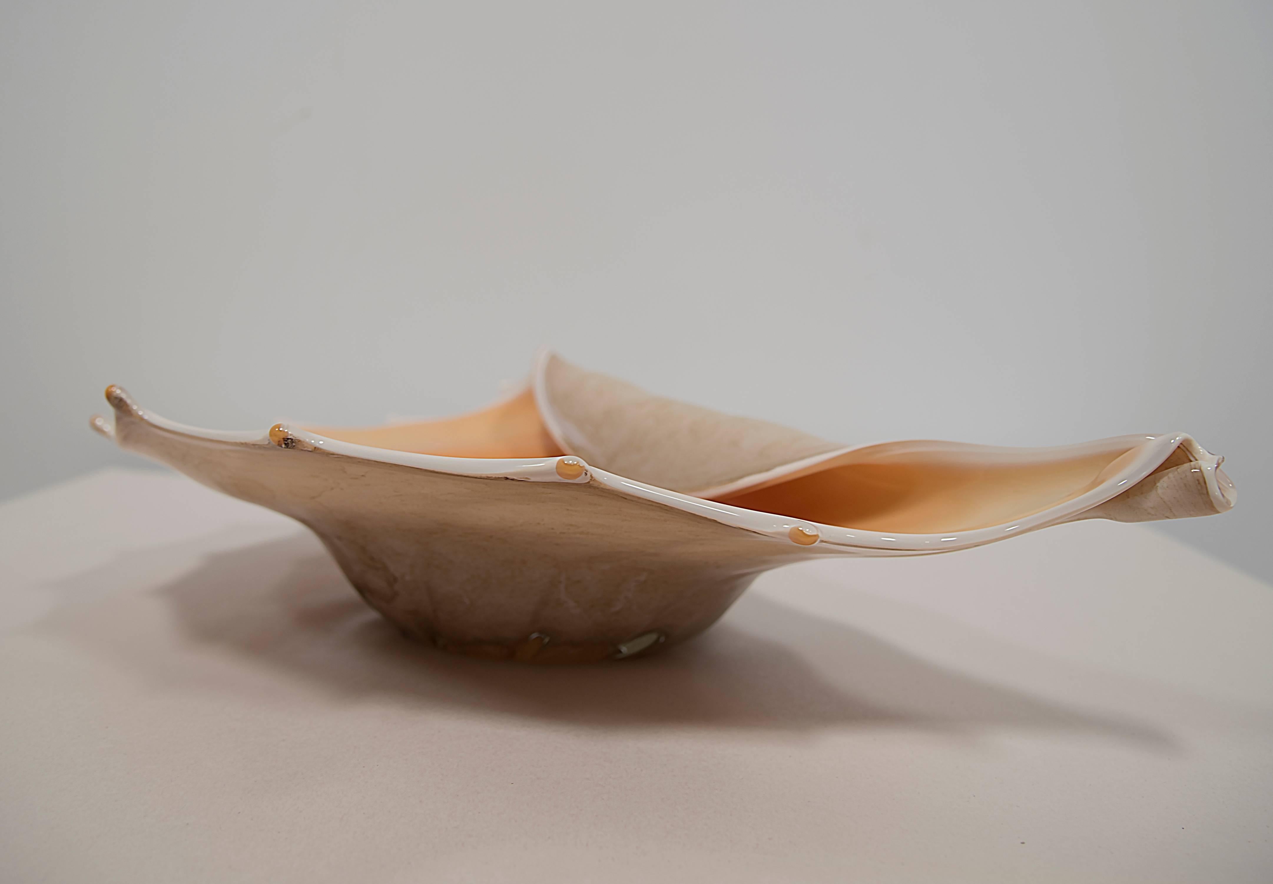 Mid-Century Modern Large-Scale SHELL-FORM GLASS BOWL For Sale