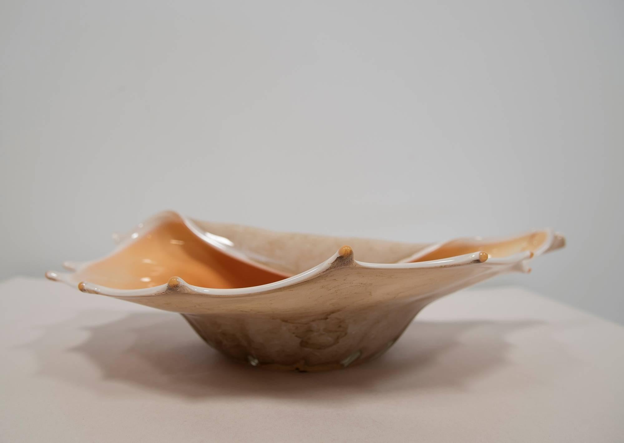 Italian Large-Scale SHELL-FORM GLASS BOWL For Sale