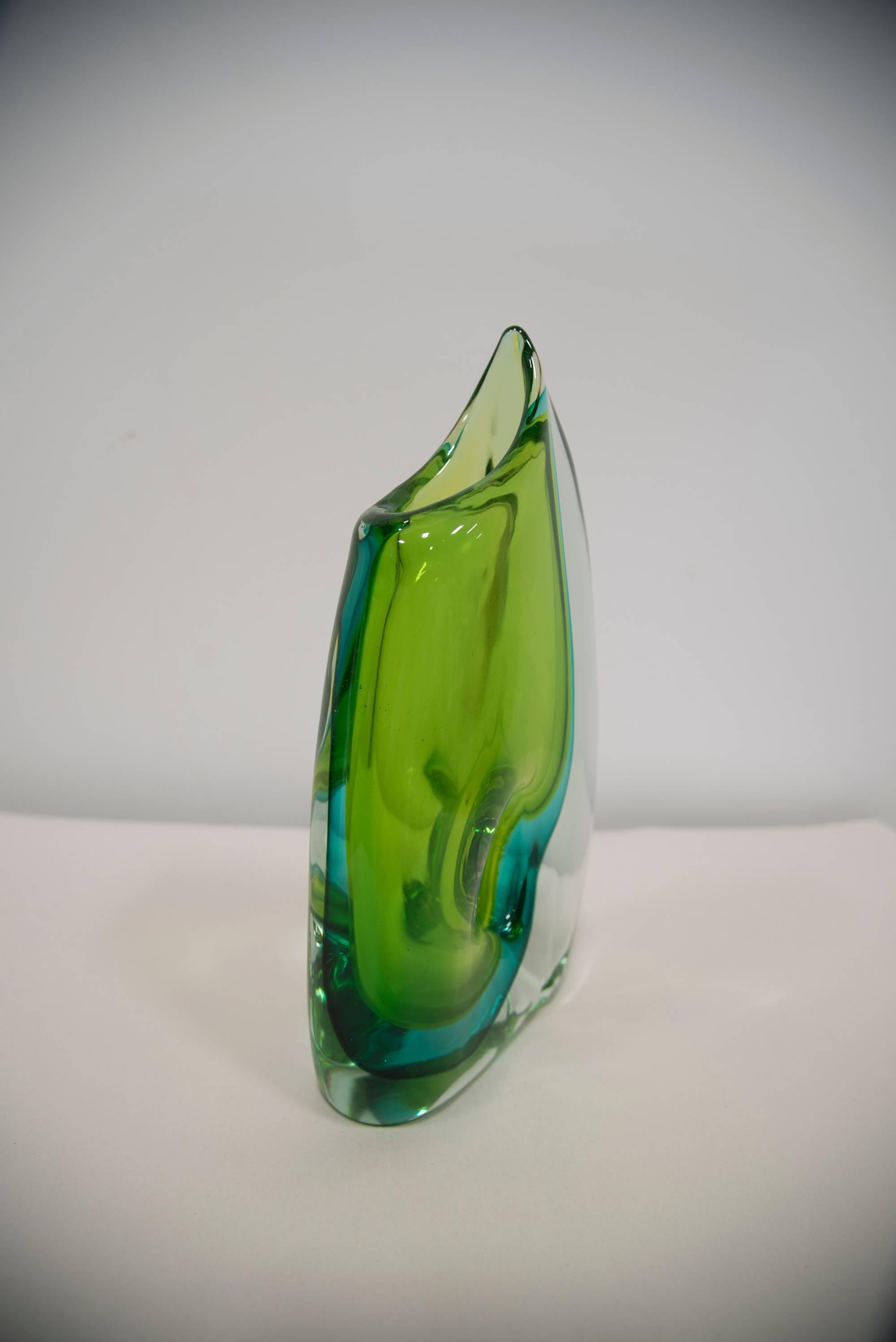 A vintage abstract glass sculpture designed by Luciano Gaspari, circa 1960.