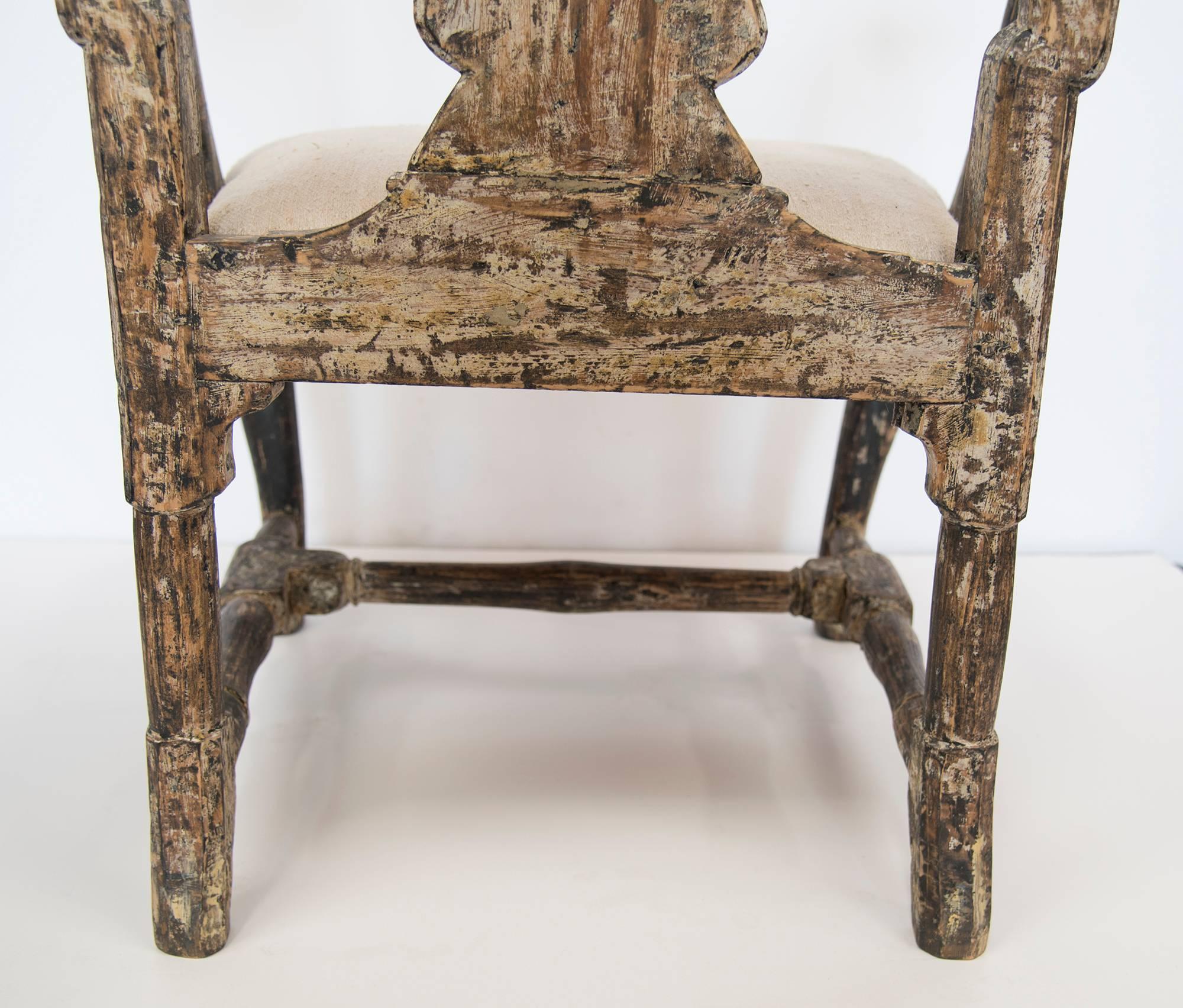 19th Century Small Muslin Upholstered Swedish Armchair
