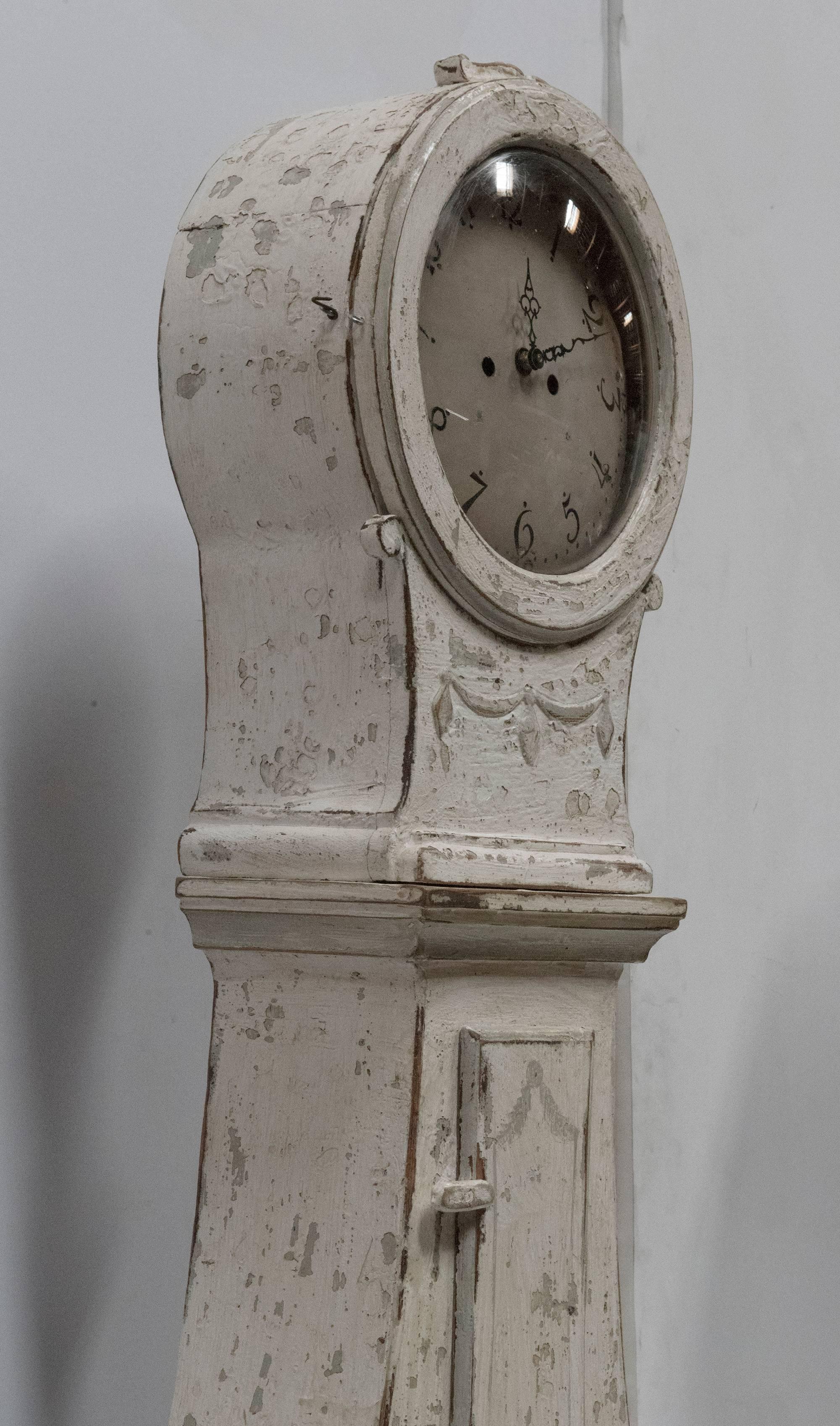 White Painted Gustavian Swedish Standing Clock 4