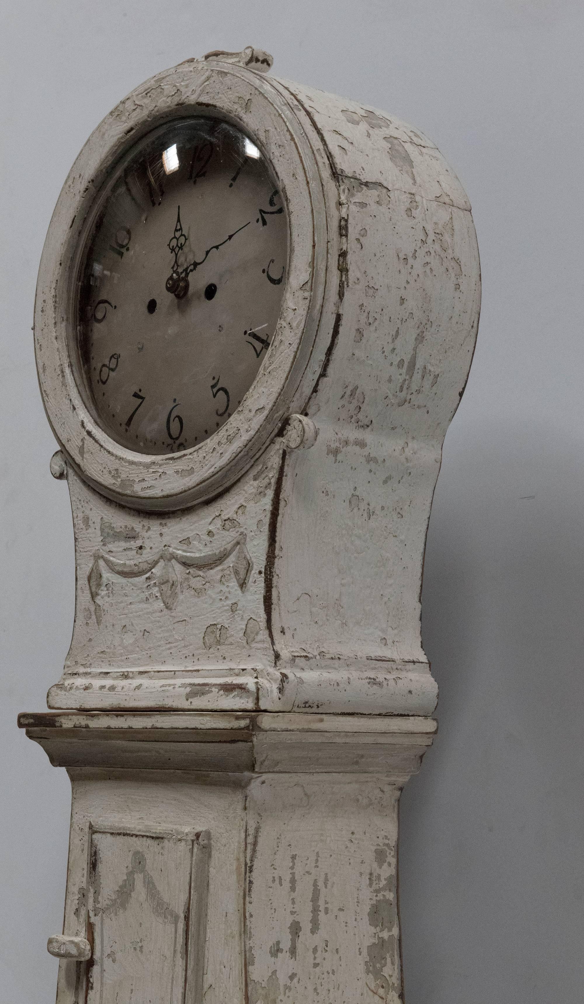 White Painted Gustavian Swedish Standing Clock 5