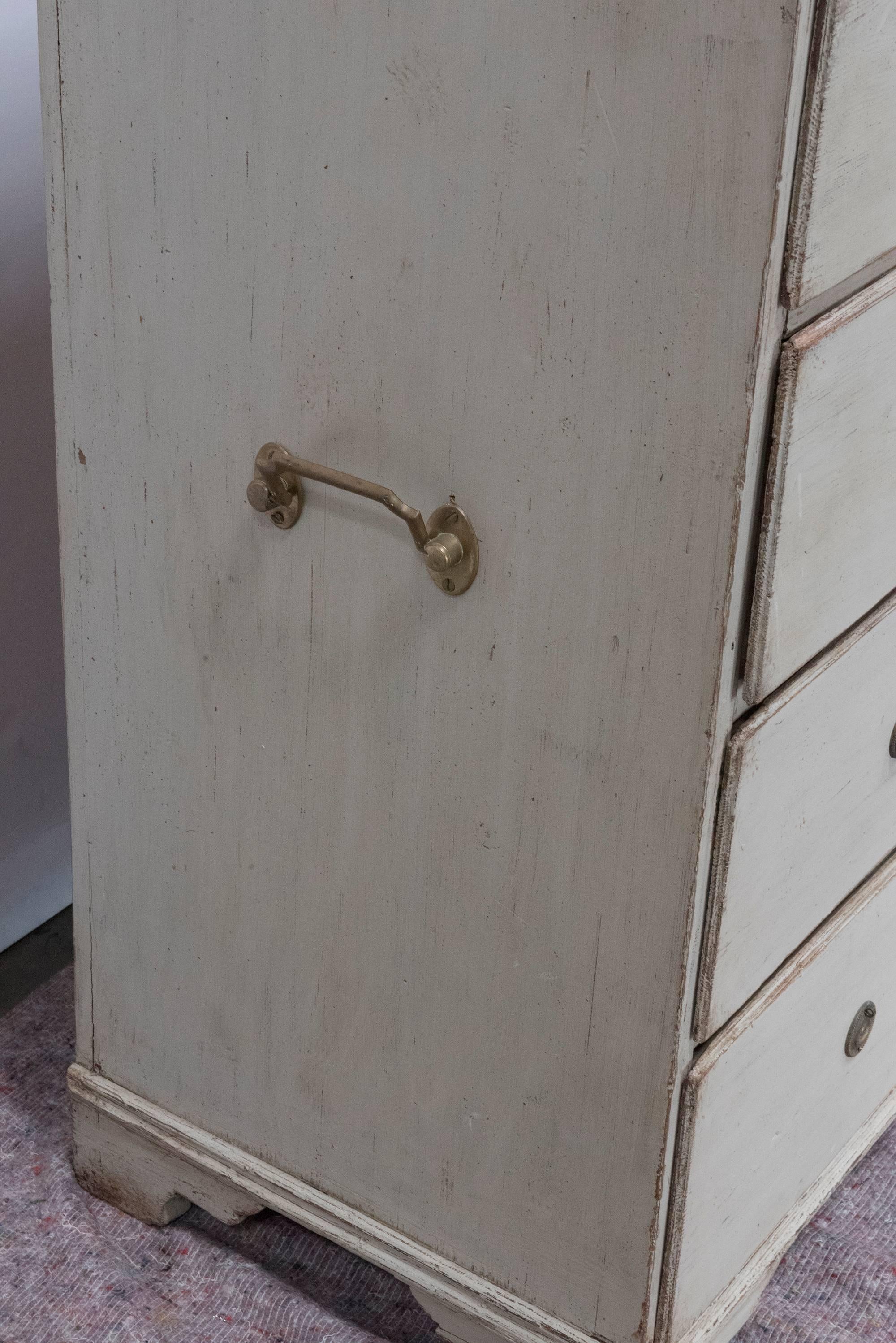 19th Century White Painted Gustavian Five-Drawer Commode