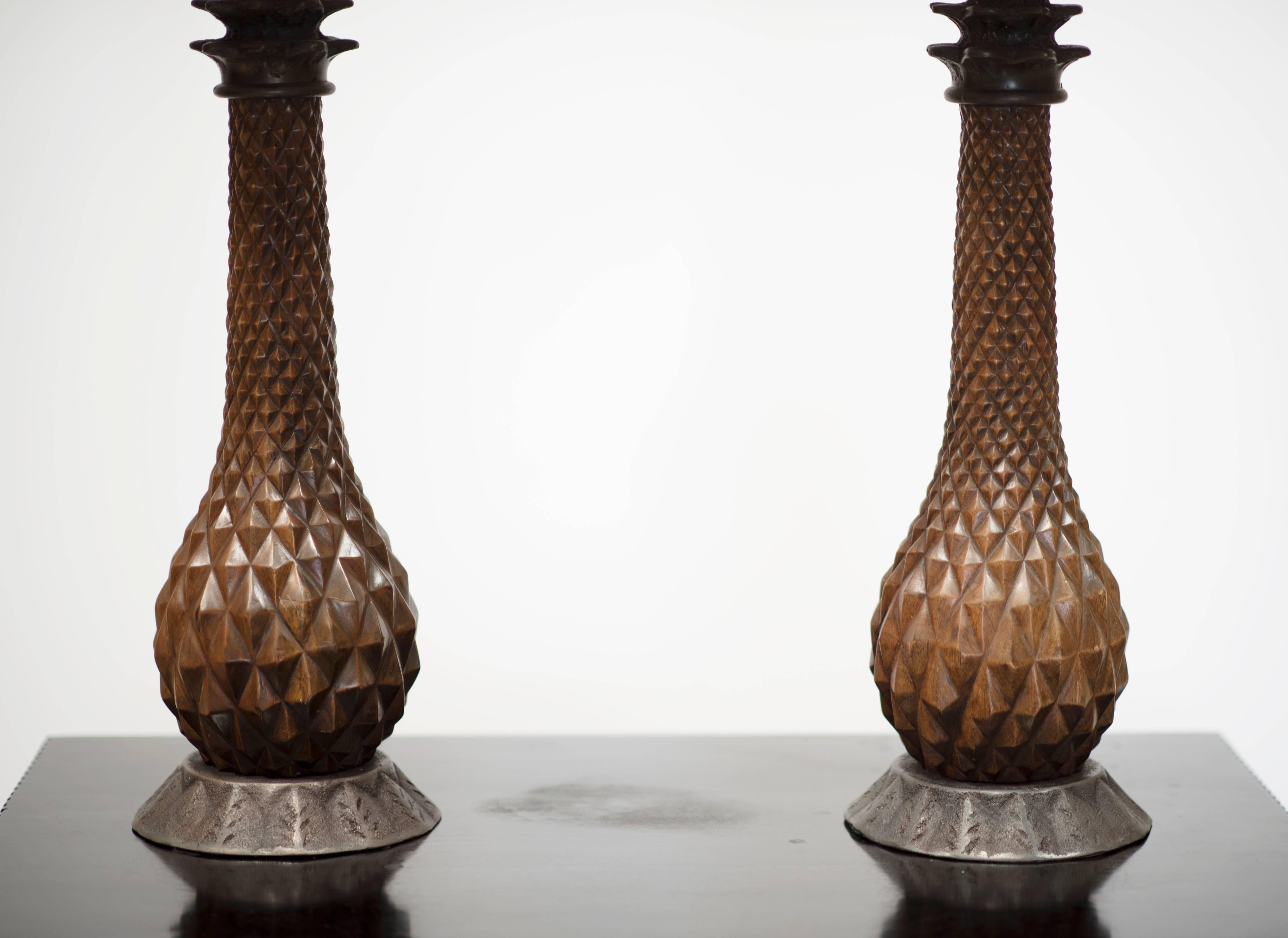 Post-Modern French Carved Pineapple Table Lamps