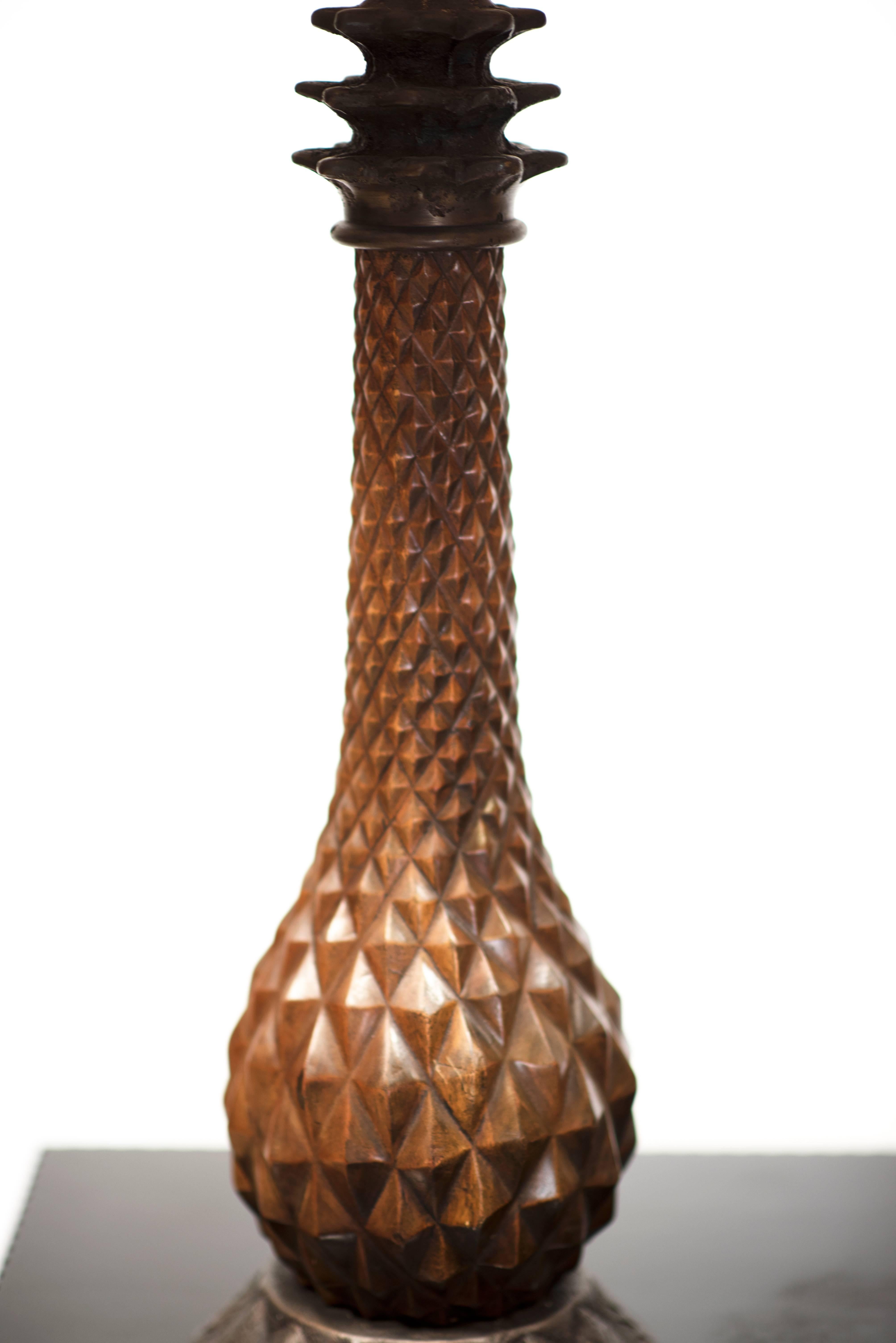 American French Carved Pineapple Table Lamps