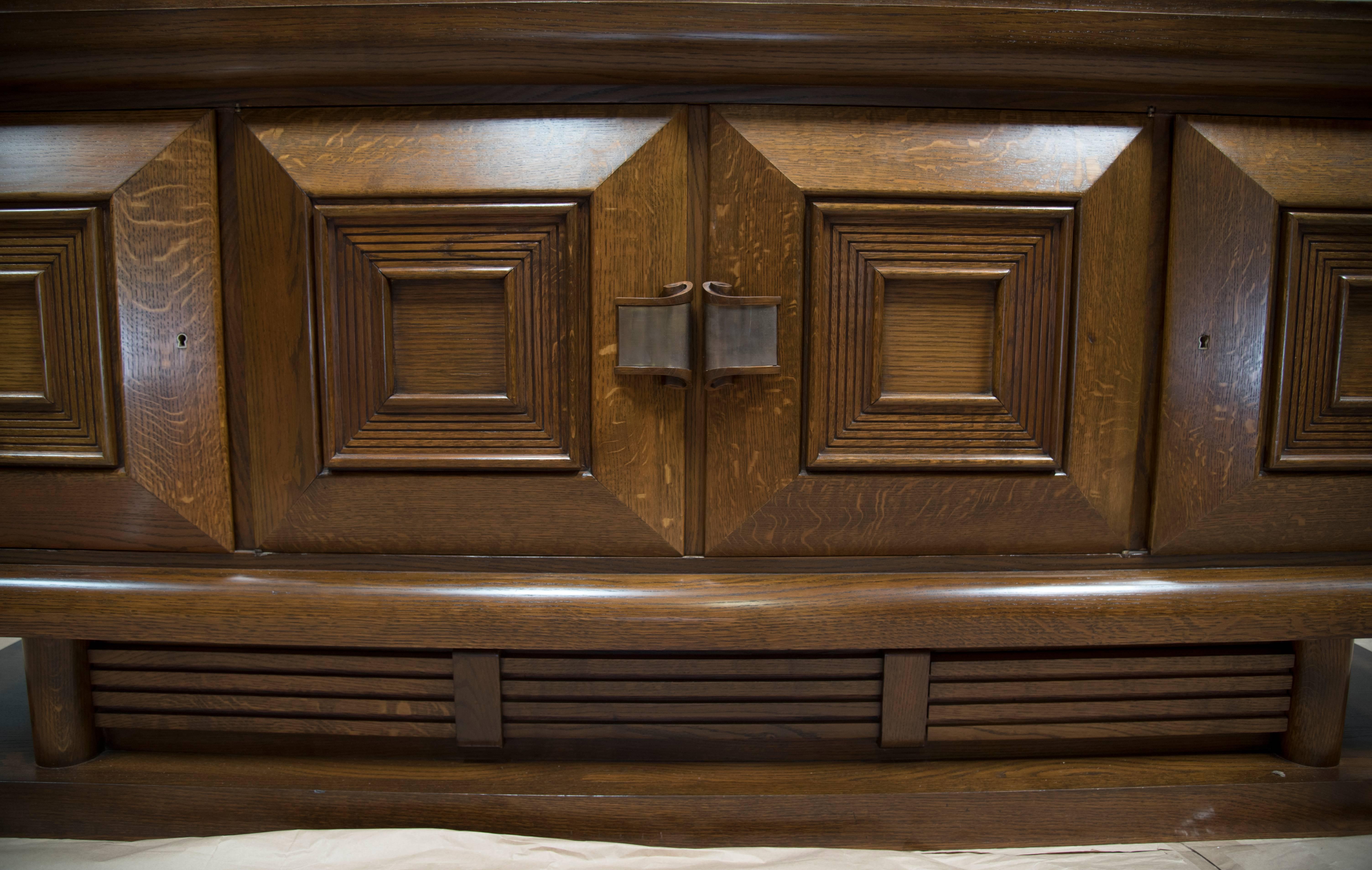 French CHARLES. DUDOUYT Cerused Oak Credenza For Sale