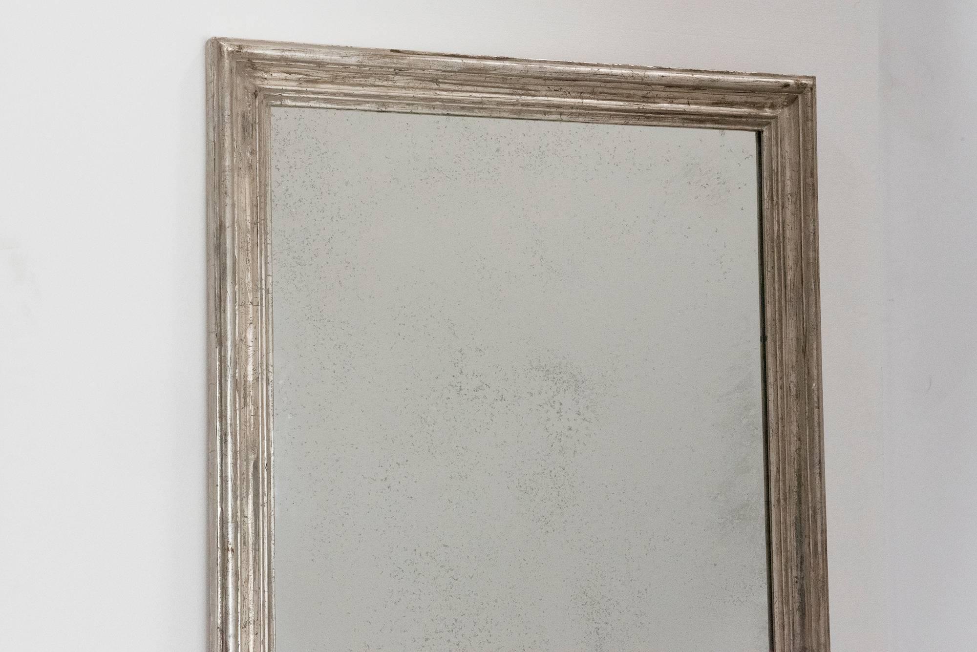 20th Century Pair of Silvered Tall Rectangular Mirrors