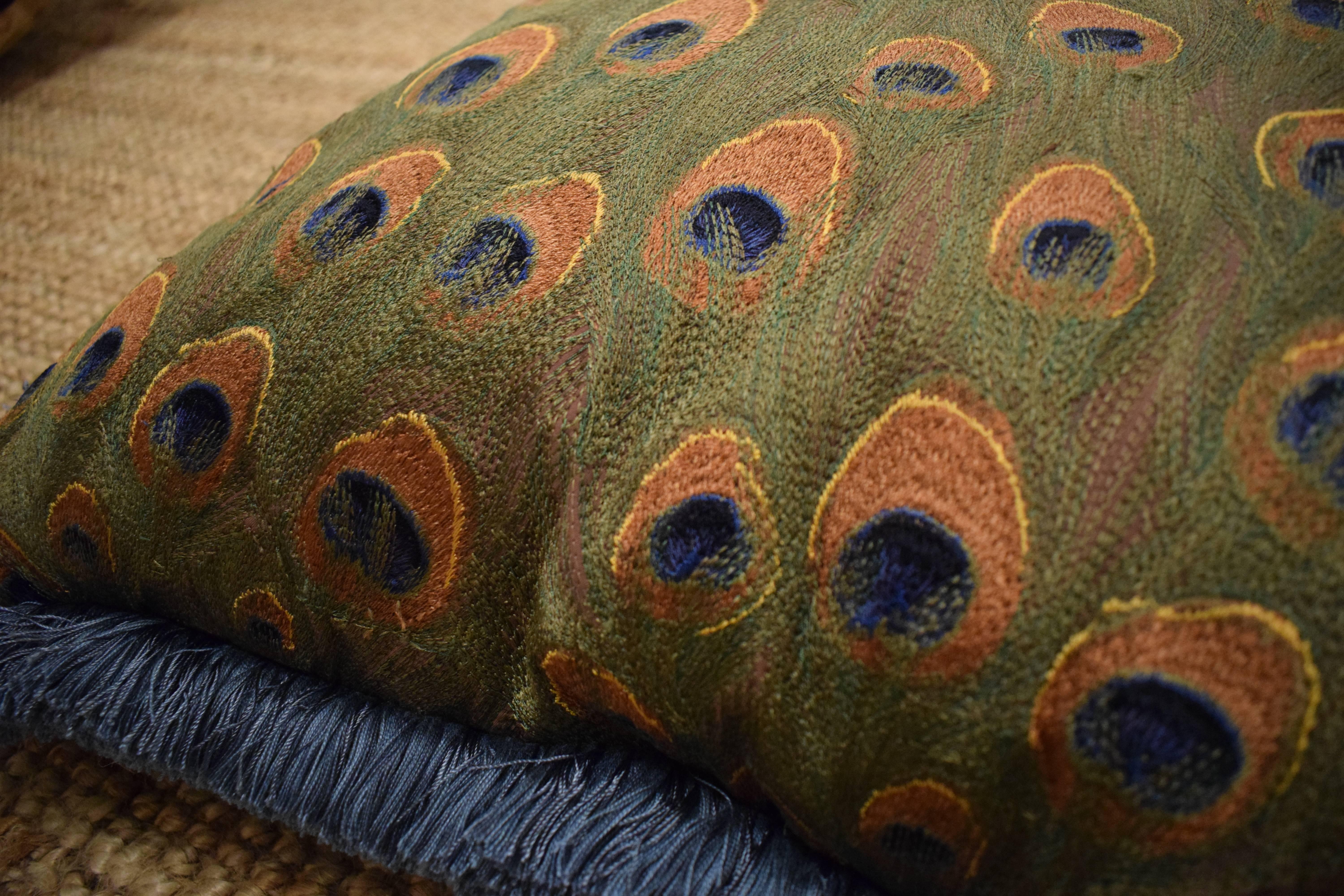 Luxurious Handmade Pillows, Lizzo Mata Hari Peacock For Sale 2