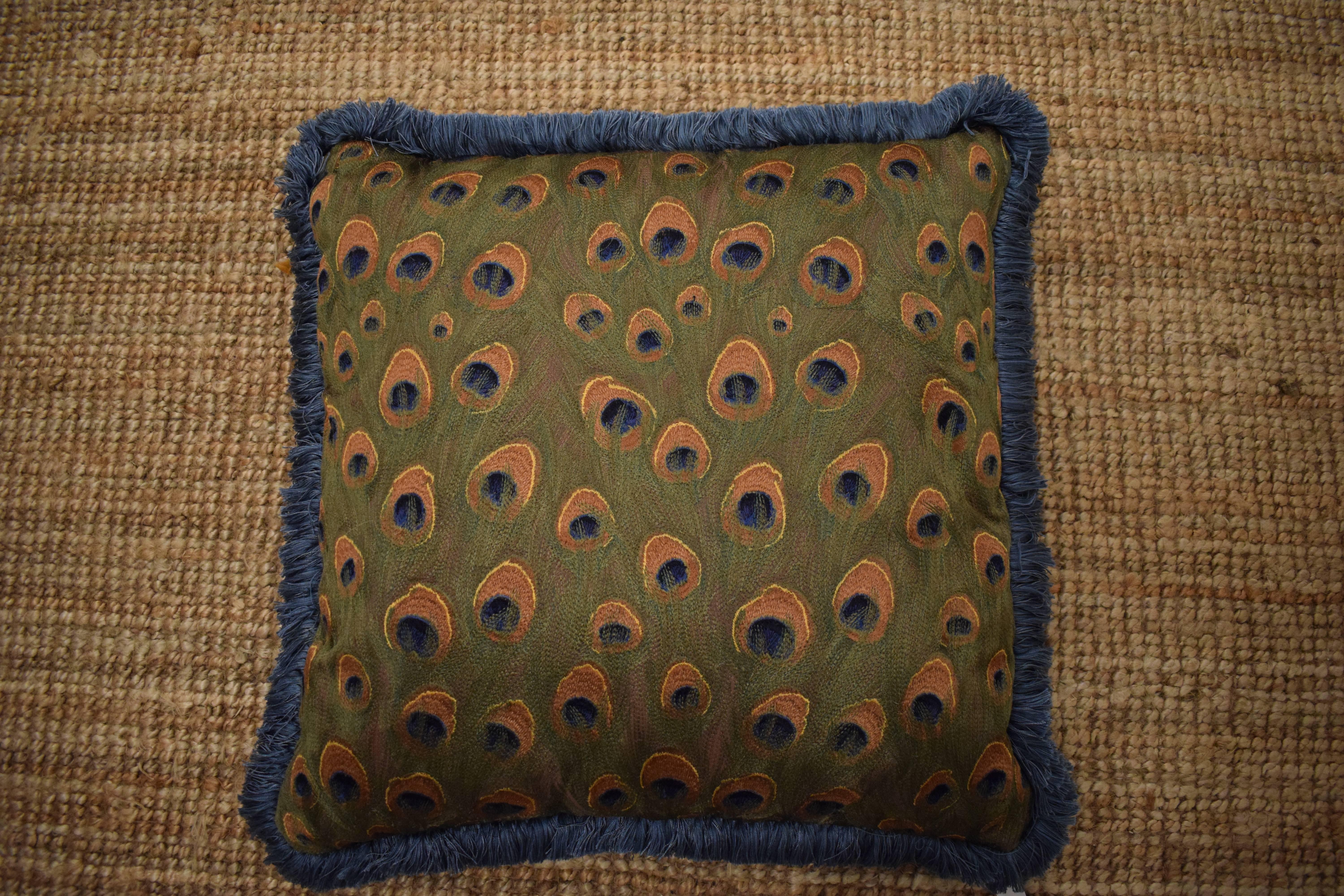Luxurious Handmade Pillows, Lizzo Mata Hari Peacock For Sale 1