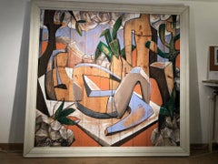 Colorful Modern Painting on Wood by Johan Vandijck