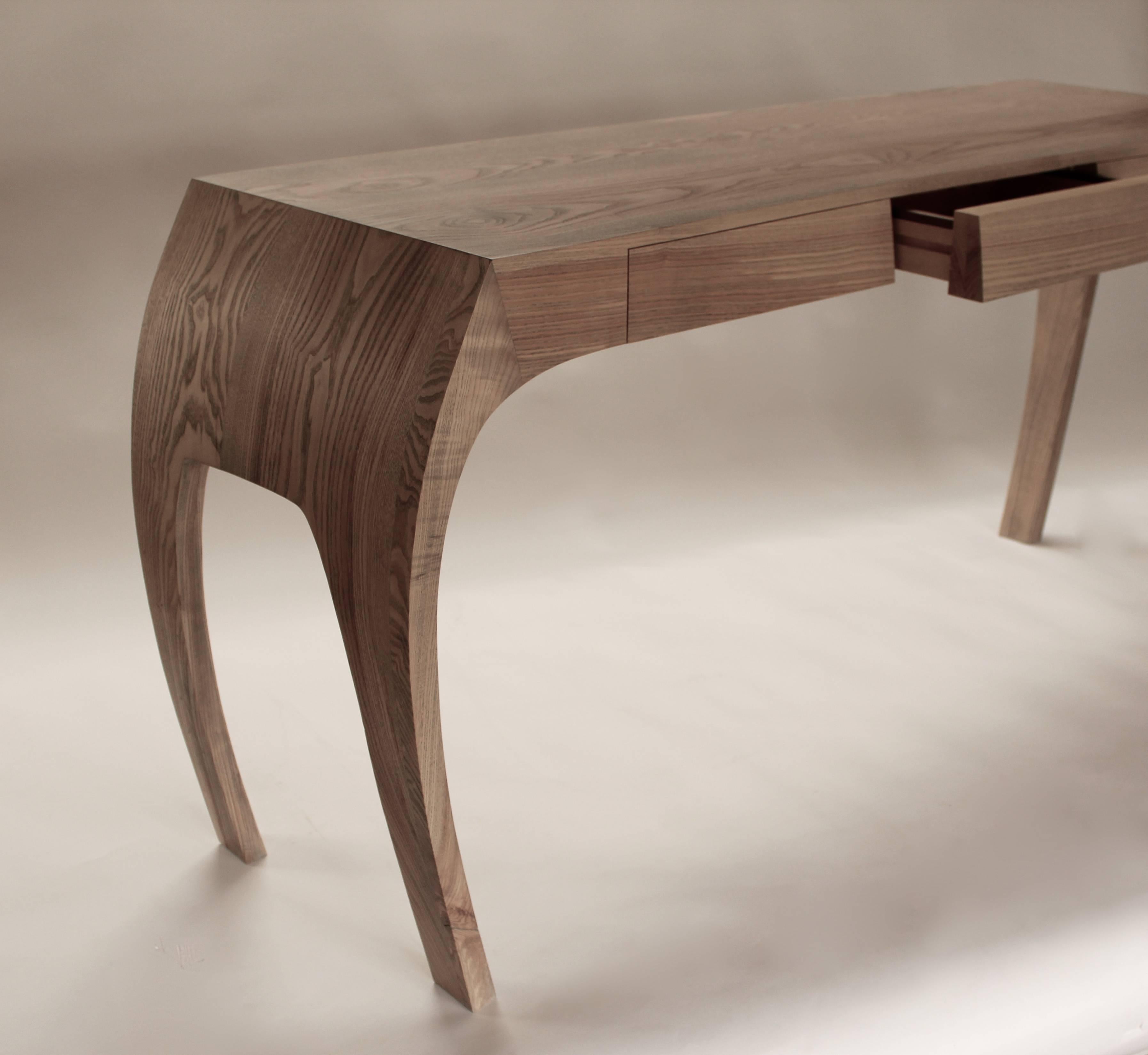 Modern Steam Bent Dressing Table and Stool in Solid Ash by Jonathan Field, bespoke size