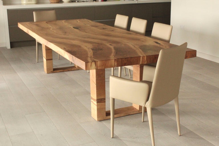 Contemporary Salvaged English Oak Dining Table Inset Live Edge For Modern Contemporary Salvaged English Oak Dining Table Inset Live Edge For