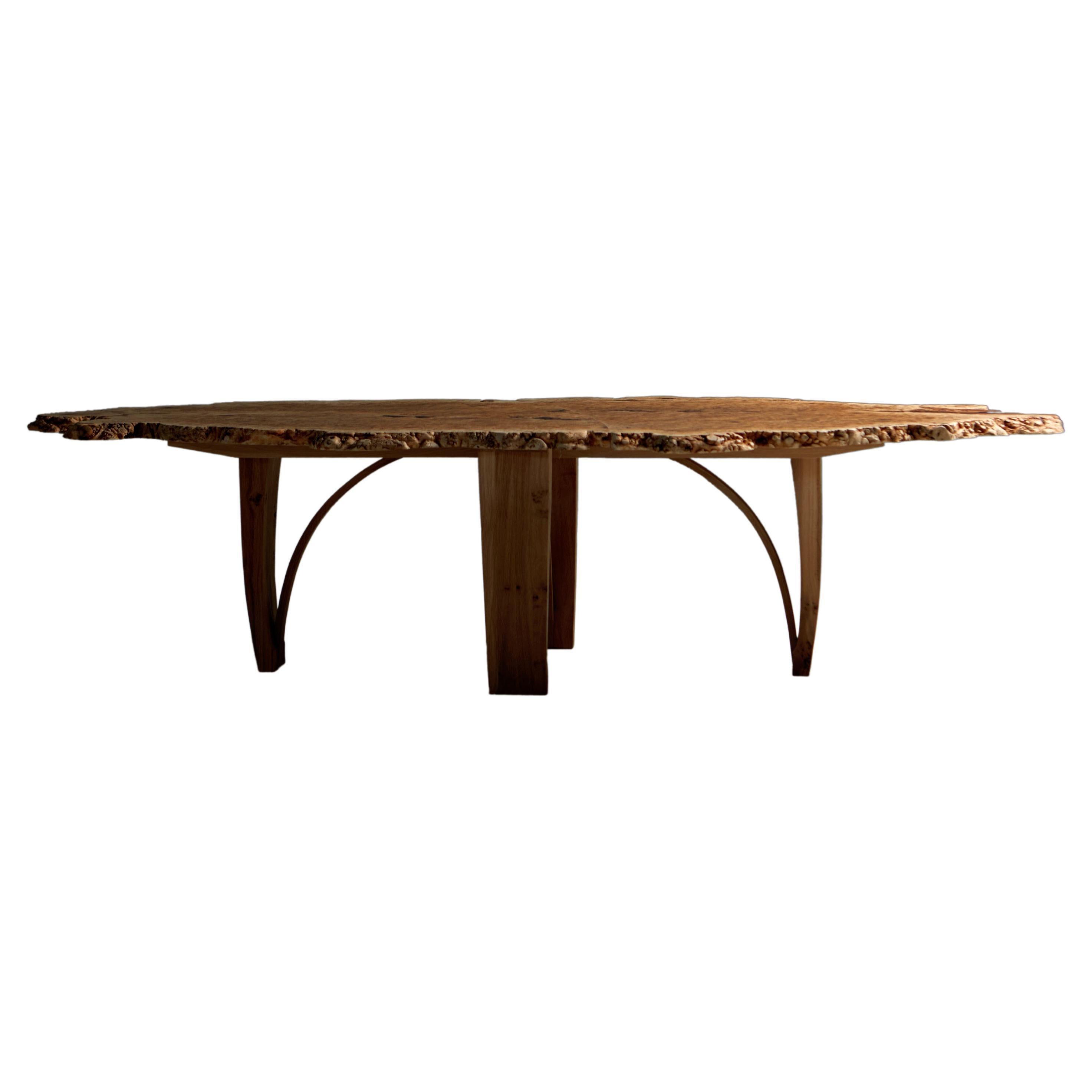 Oval Dining Table in solid English Burr Oak by Jonathan Field. One of a kind. 