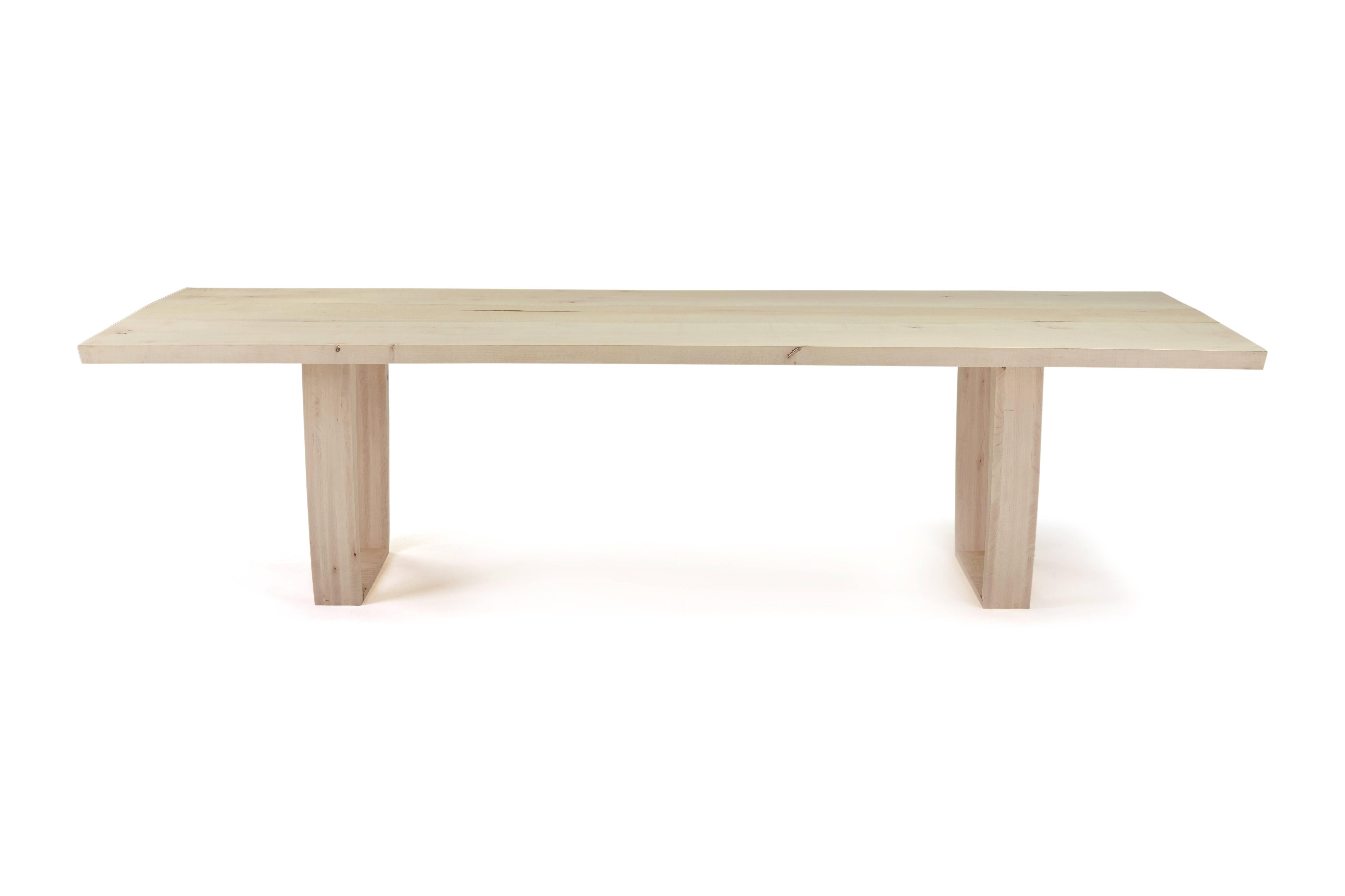 English sycamore table; 2012. Bleached to lighten the sycamore and given a protective white oil finish. Making number 98.
The top for this table was made as a promotional piece in 2012 for the Grand Designs Live, London exhibition. The leg were