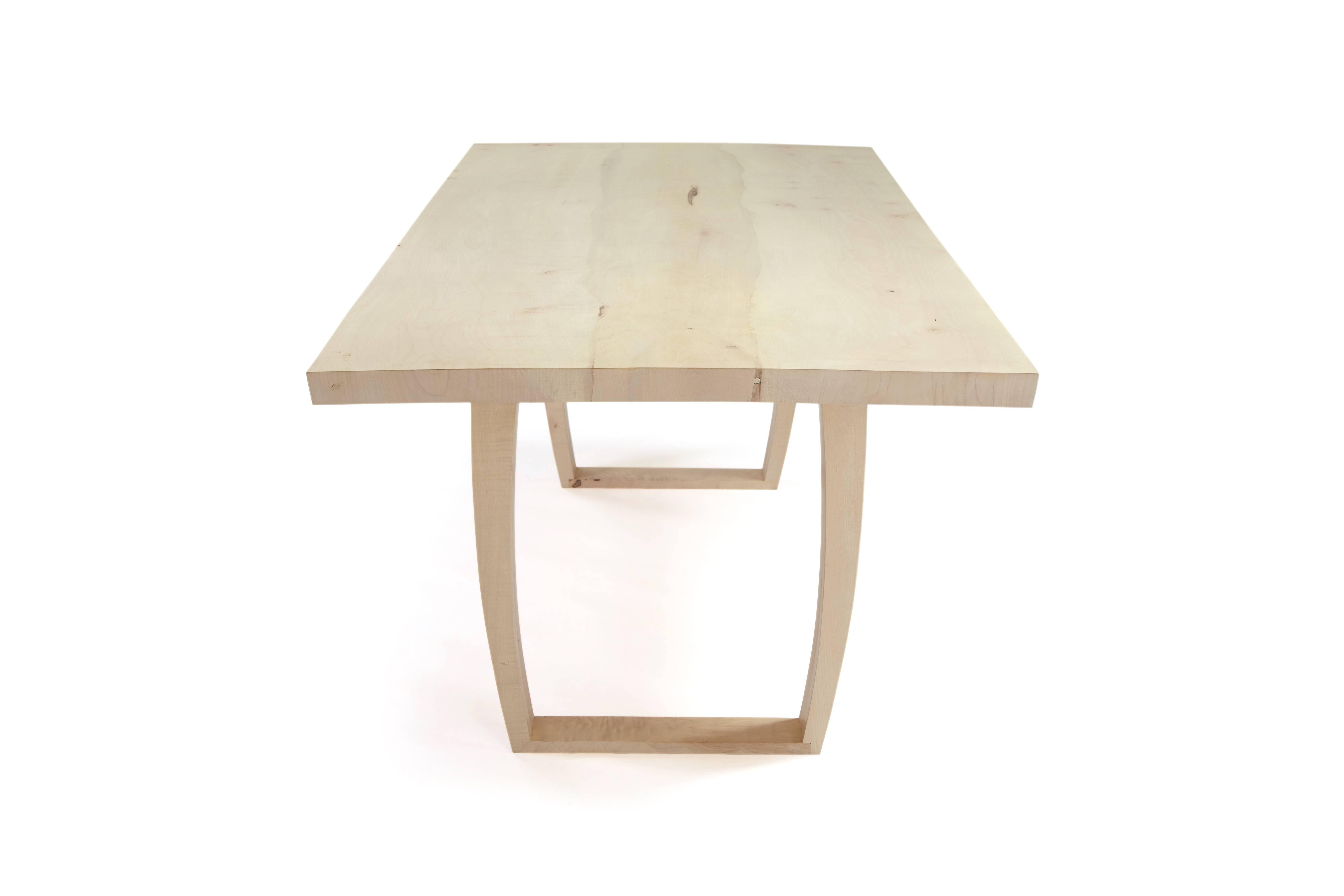 Modern Contemporary ripple sycamore table, white oil finish . In stock