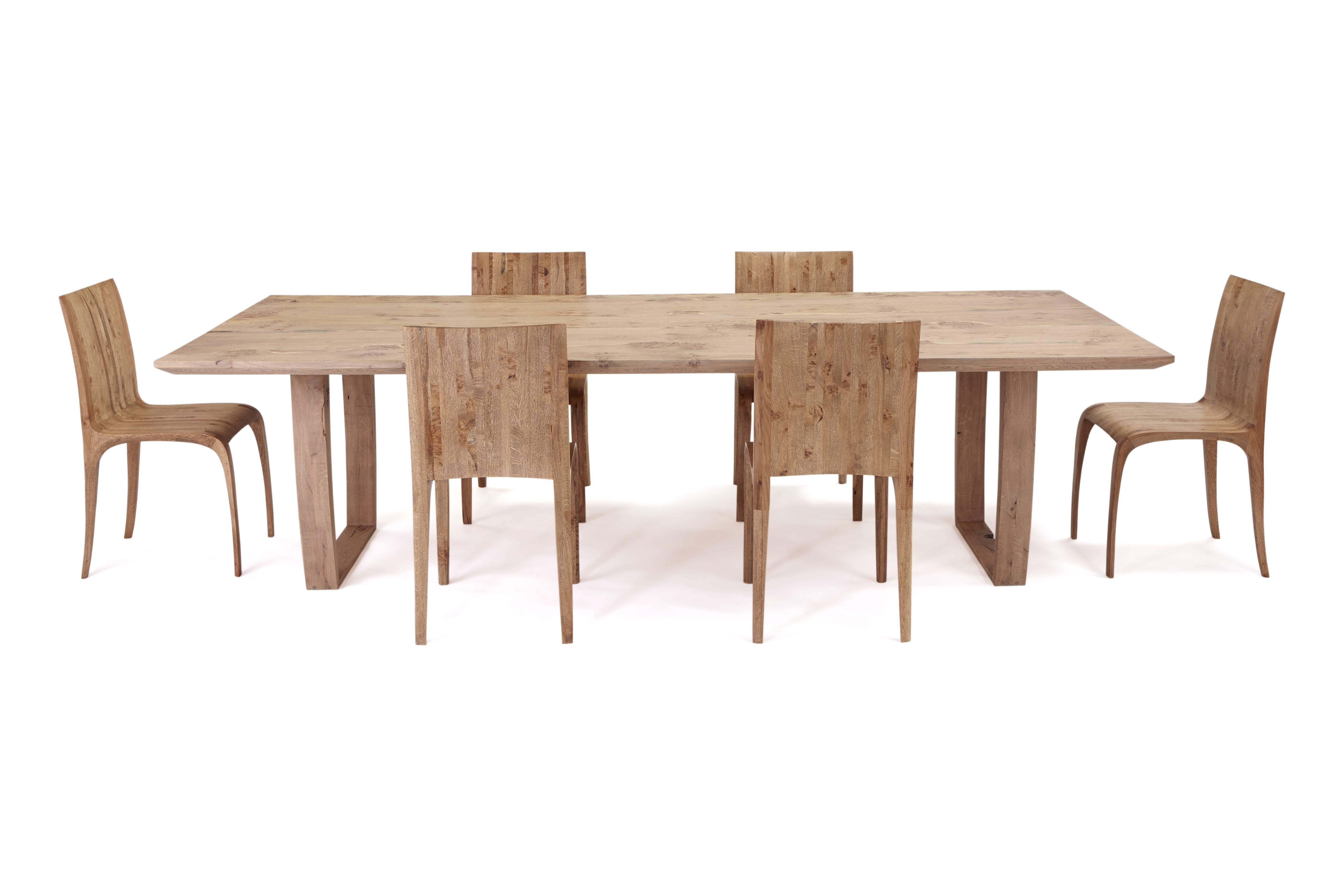 Contemporary Oak Table with Inset Live Edge and Burr Detail by Jonathan Field