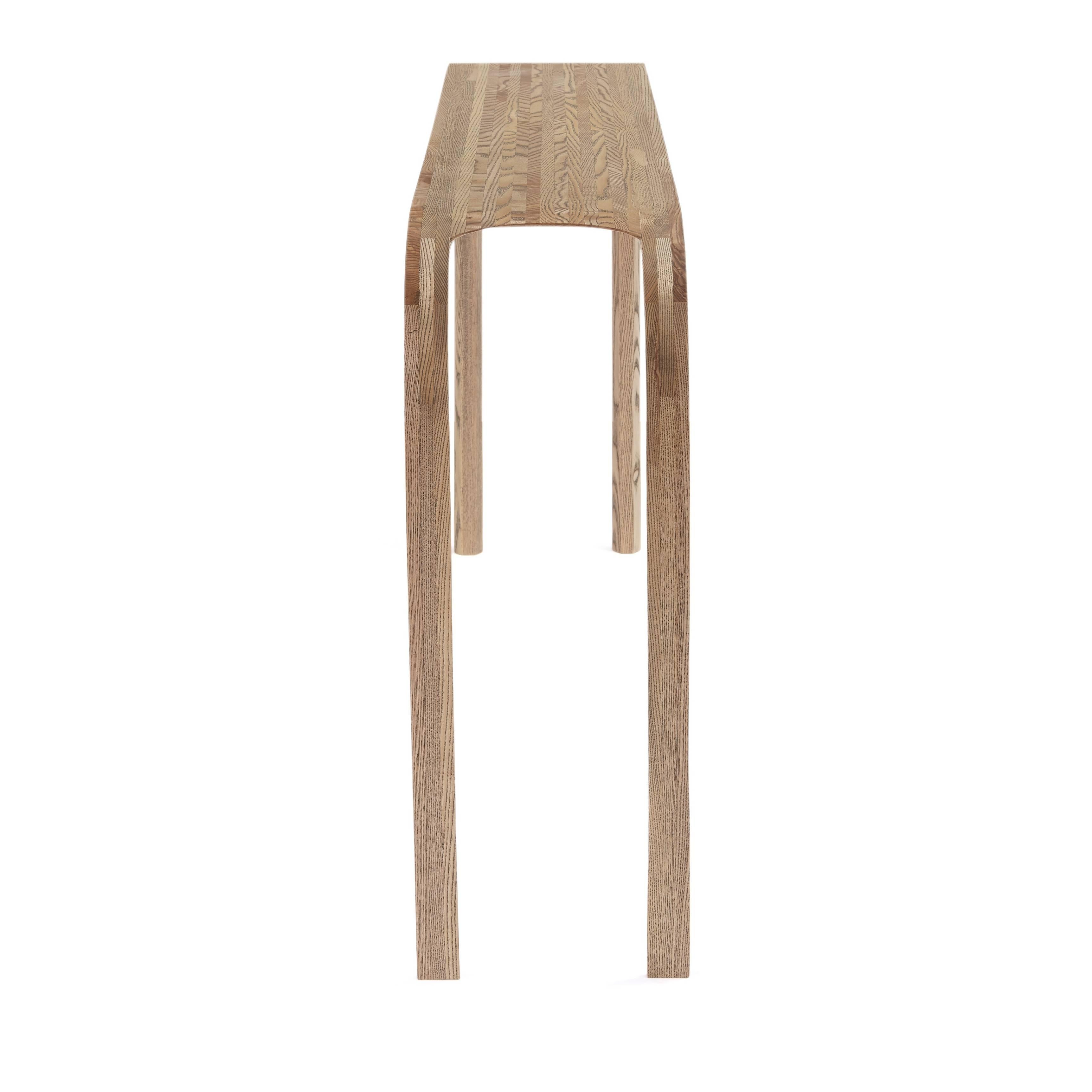 Contemporary ash console table, hand carved, edition of five, two in stock. 1