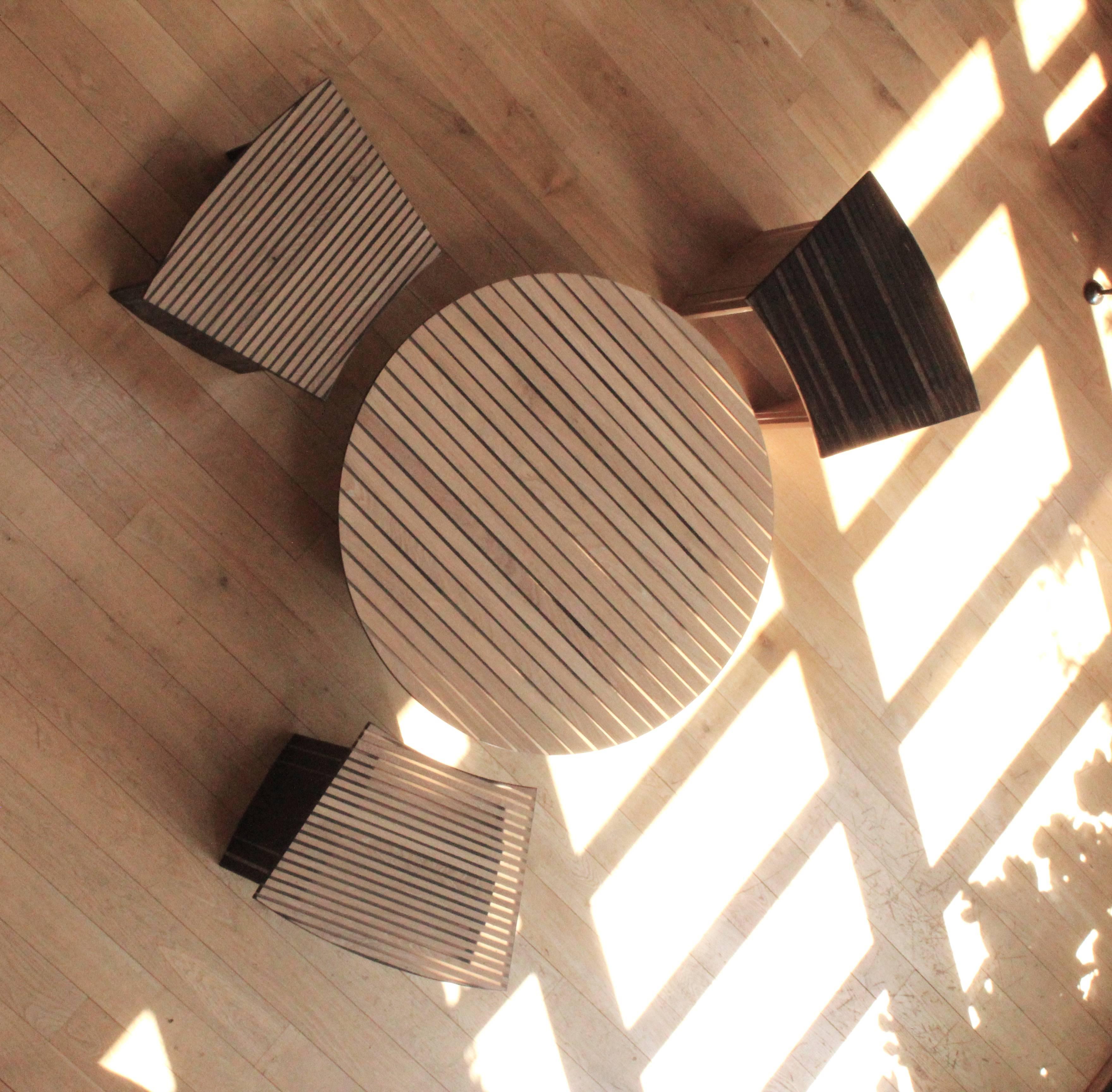 Contemporary Ebonized oak and resin stools by Jonathan Field