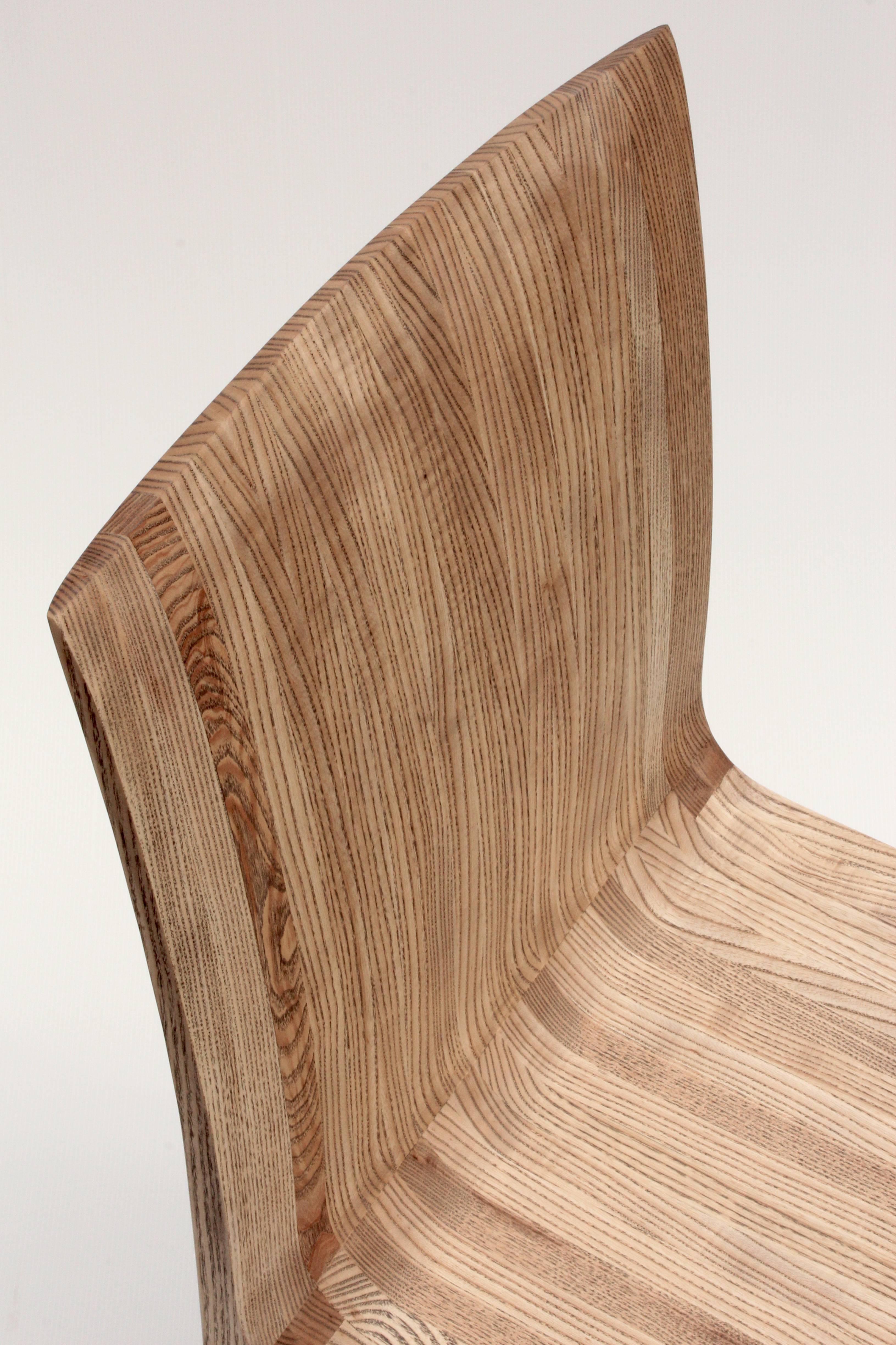 Award winning rippled, ash hand-carved chairs. by Jonathan Field In New Condition In London, GB