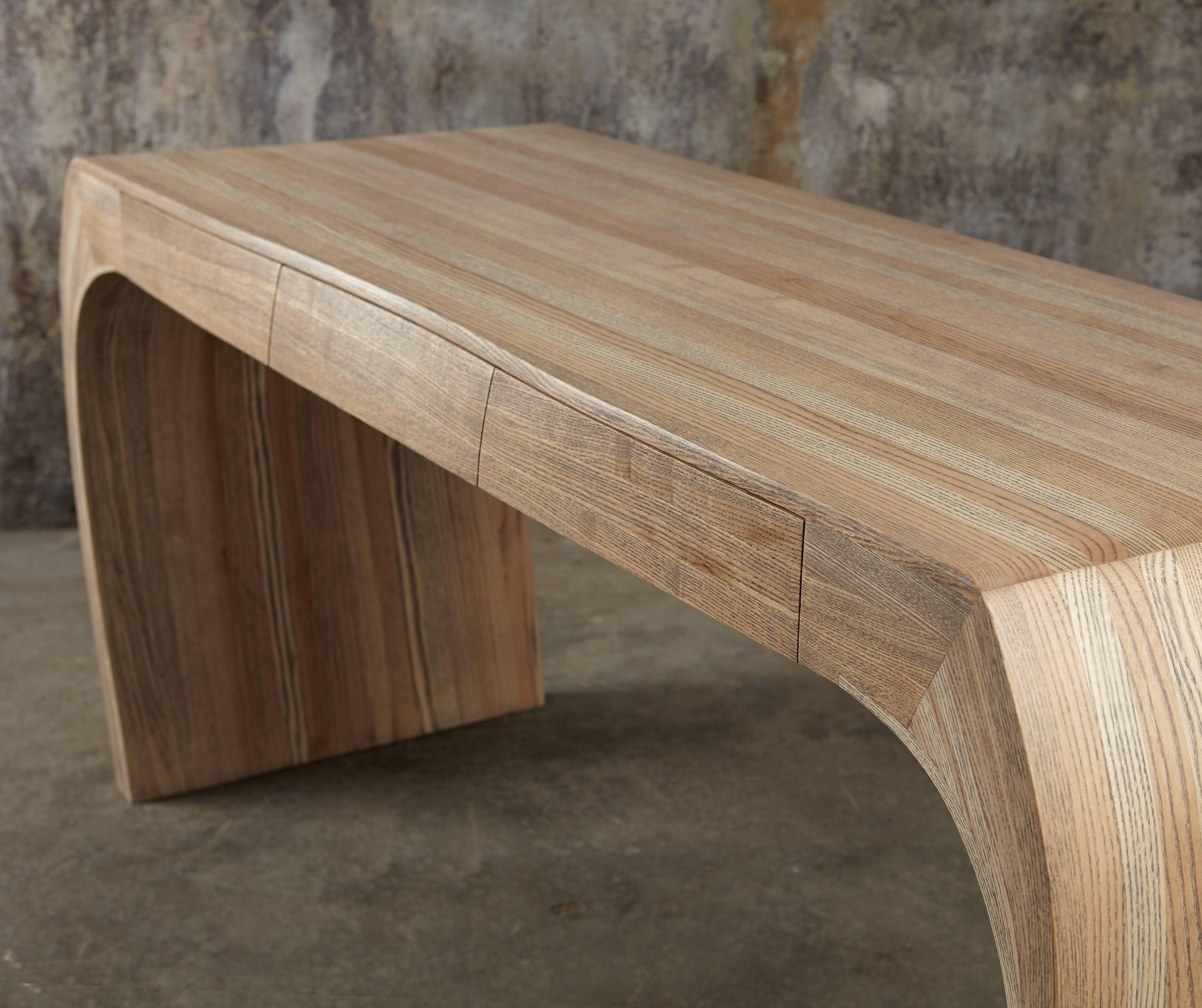 Contemporary desk, steam bent ash with secret compartment by Jonathan Field 3