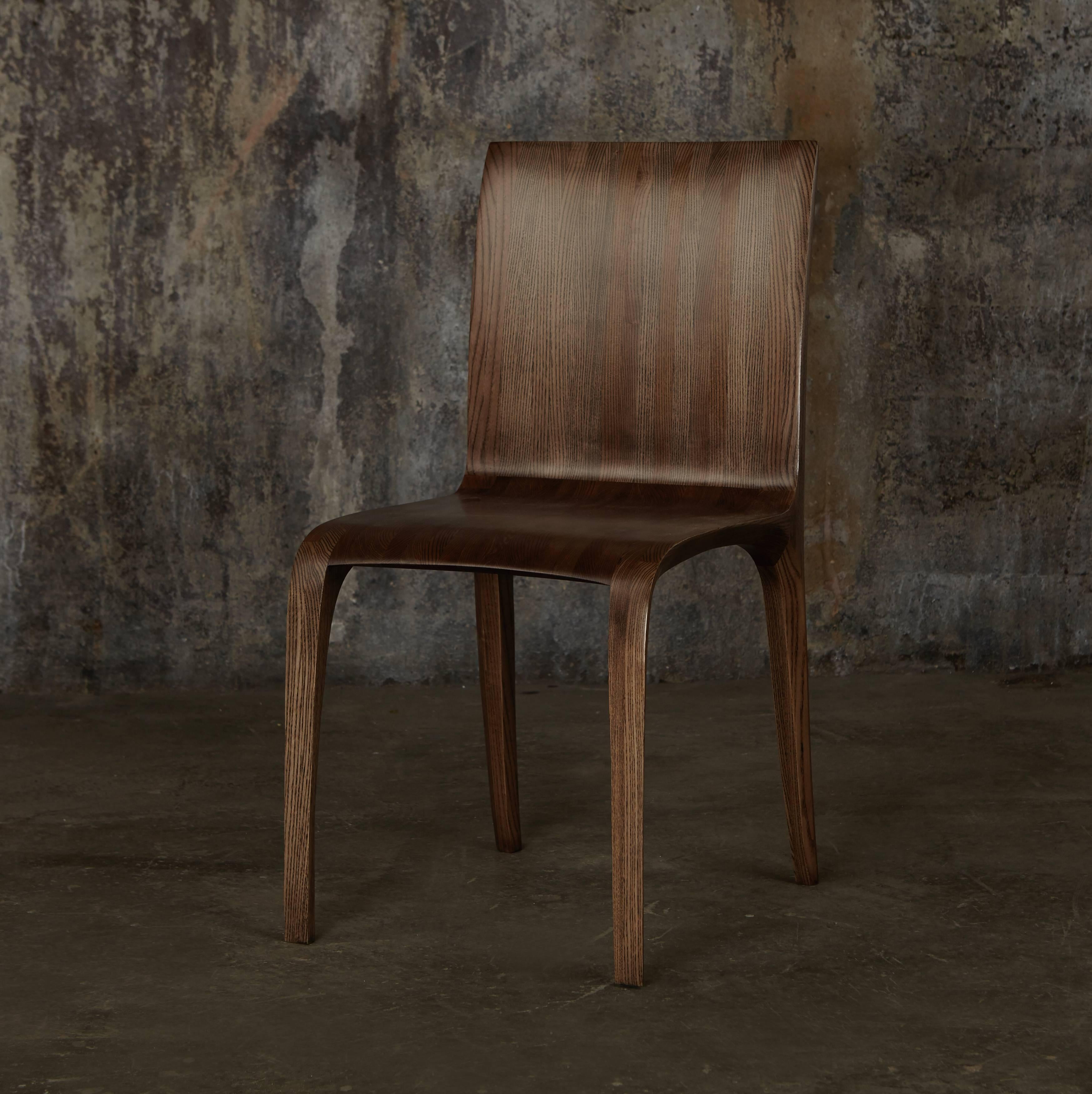 Modern Contemporary hand-carved ash chair. Edition of up to 10.