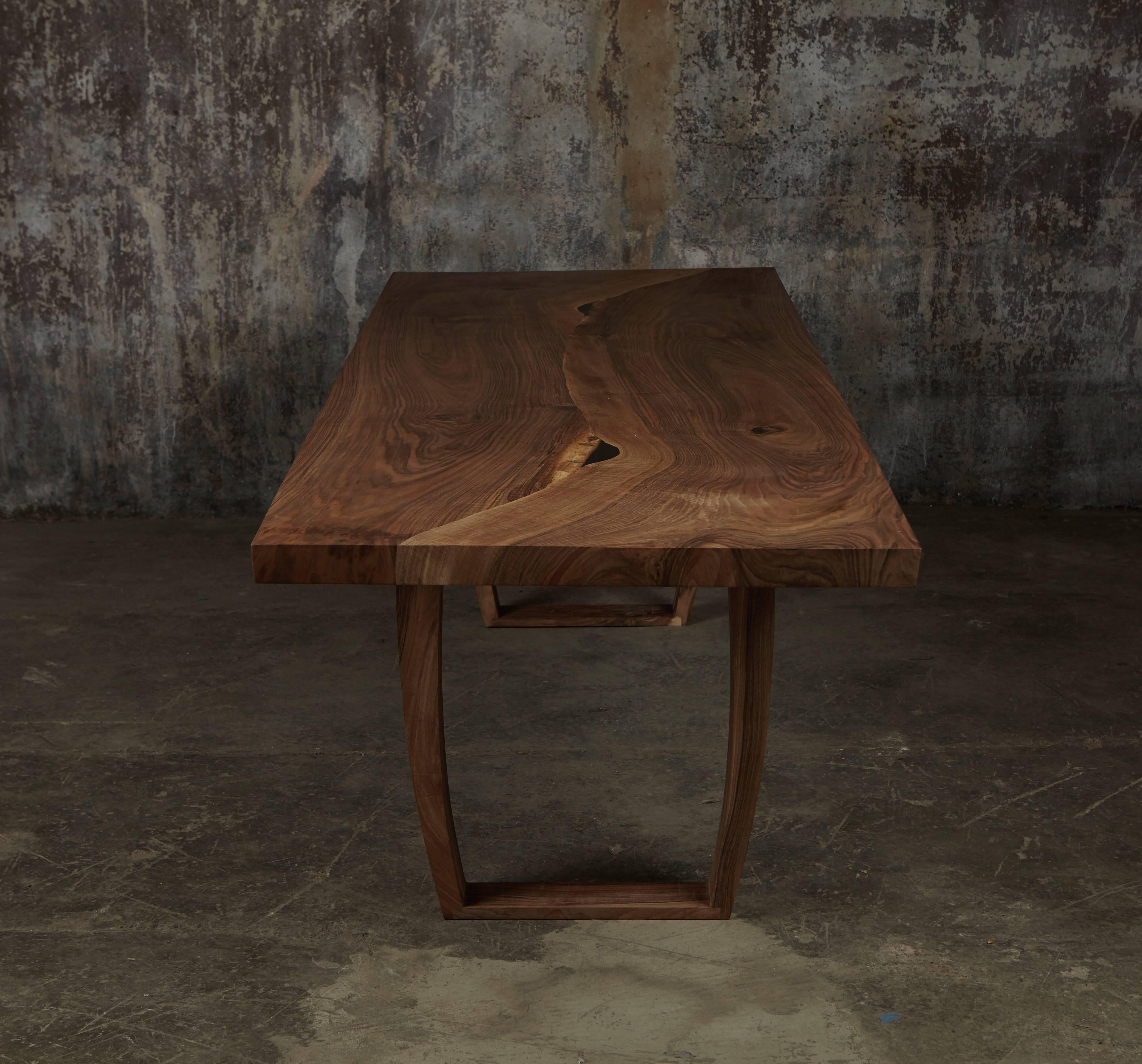 Ripple walnut dining table with inset live edge. Bespoke sizes by Jonathan Field (Organische Moderne)