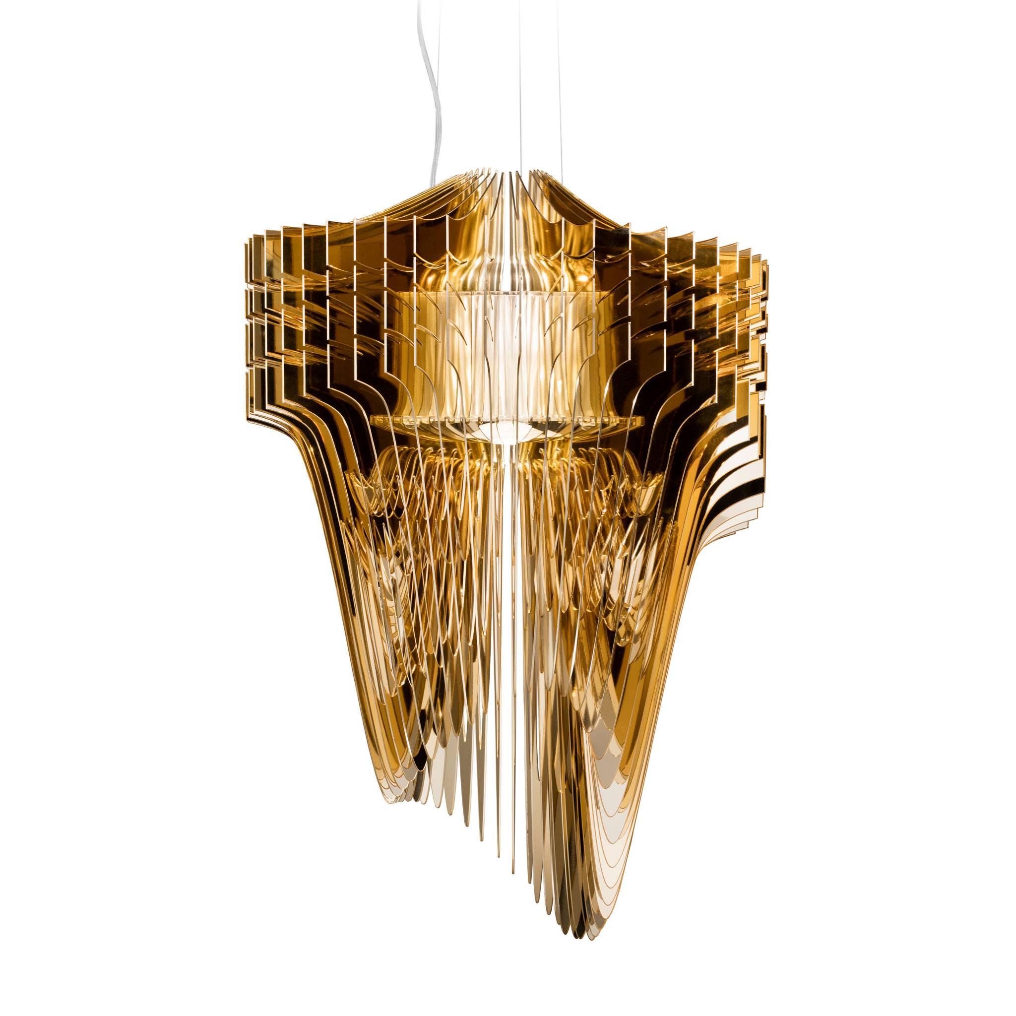 Aria Gold Suspension Lamp by Zaha Hadid for Slamp 'Small' For Sale