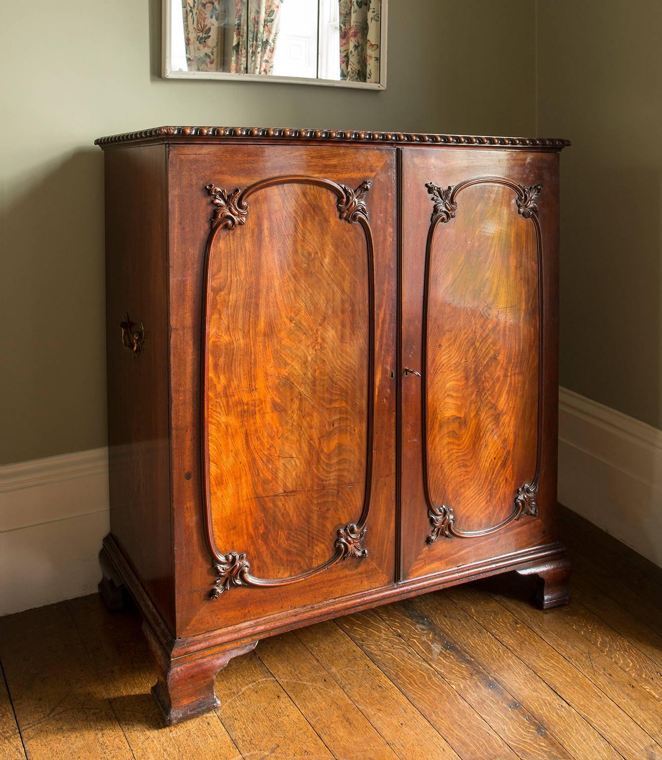 Mid-18th Century 18th Century Chippendale Period Flame Mahogany Gentleman's Press For Sale