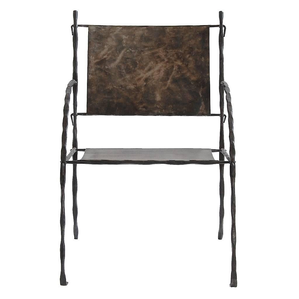 European Hand-Forged, Sculptural, Modern Wrought Iron Armchair, Side or Accent Chair For Sale