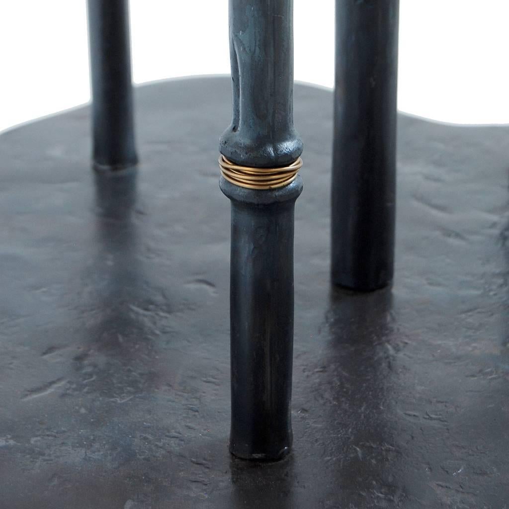 Hand-Forged, Sculptural, Modern Wrought Iron Bamboo Side or Cocktail Table In New Condition For Sale In New York, NY