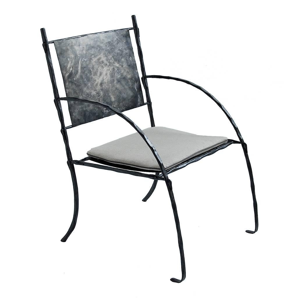 Hand-Forged, Sculptural, Modern Wrought Iron Armchair, Side or Accent Chair For Sale 2