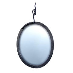 Hand Forged, Sculptural, Modern, Nautical Wrought Iron Mirror with Rope Detail