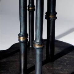 Hand-Forged, Sculptural, Modern Wrought Iron Bamboo Side or Cocktail Table