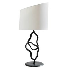Hand-Forged, Sculptural, Abstract, Modern Wrought Iron Table Lamp