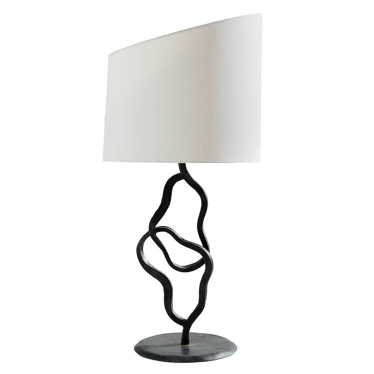 Hand Forged Sculptural Abstract Modern Wrought Iron Table Lamp