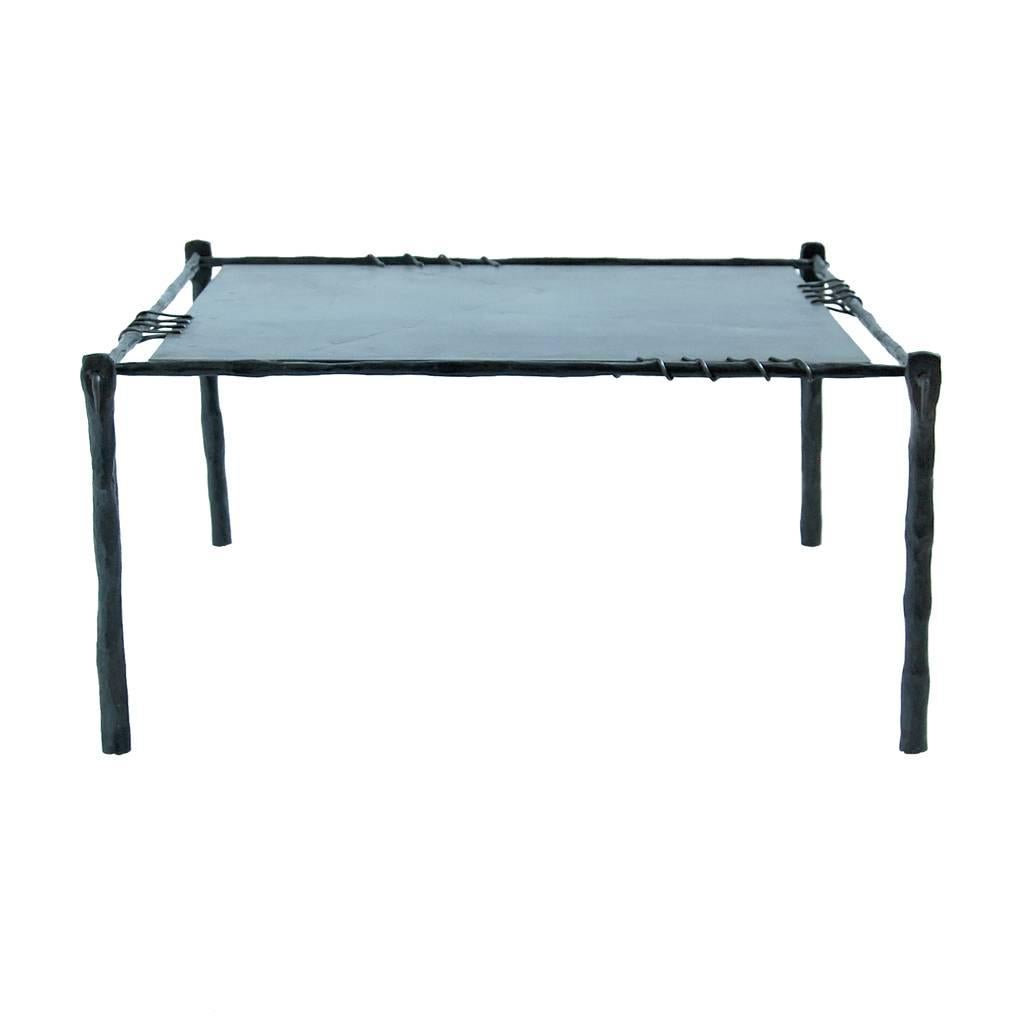 Hand-Forged Wrought Iron Coffee or Side Table in Two Sizes For Sale