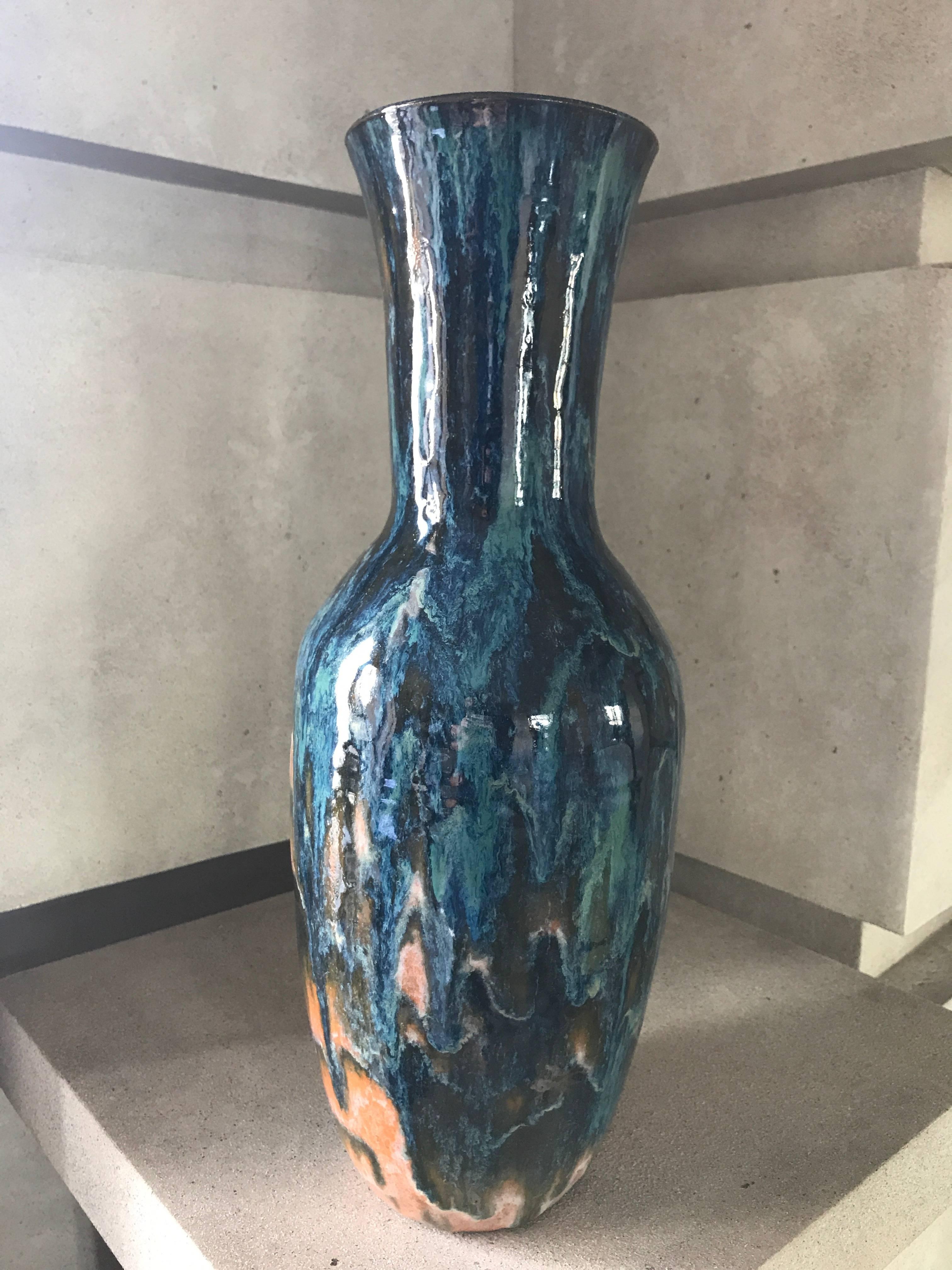 North American Handmade Modern, Custom Glazed Ceramic Vase #5, Vessel, Decorative Object For Sale