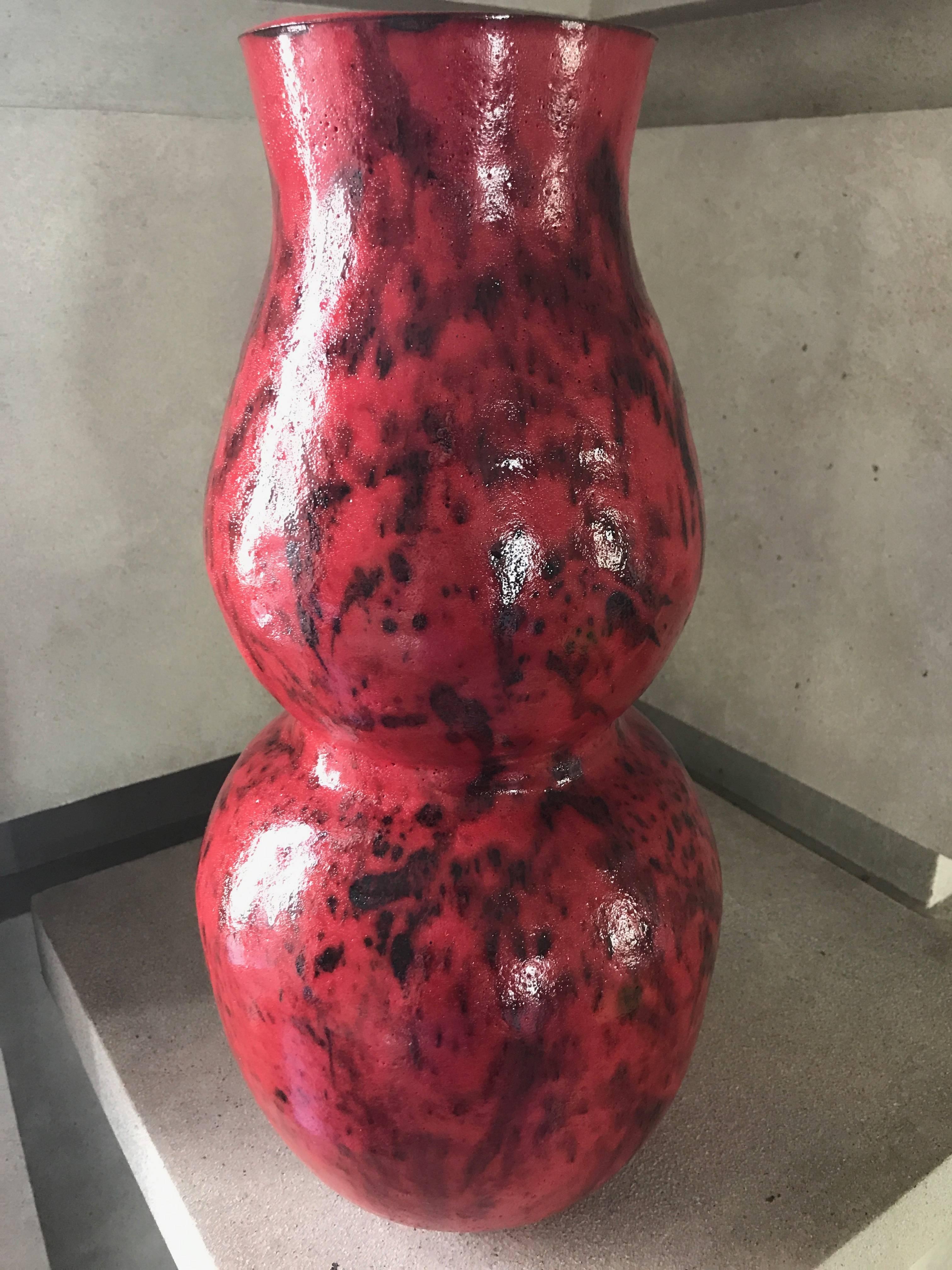 North American Handmade Modern, Custom Glazed Ceramic Vase #8, Vessel, Decorative Table Lamp For Sale